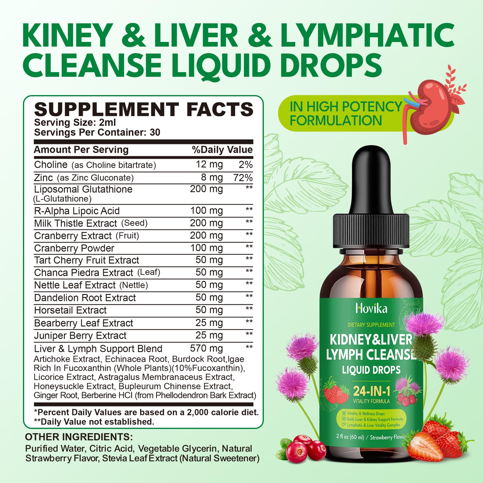 Hovika Kidney Cleanse & Repair Drops 60ml bottle on a kitchen counter