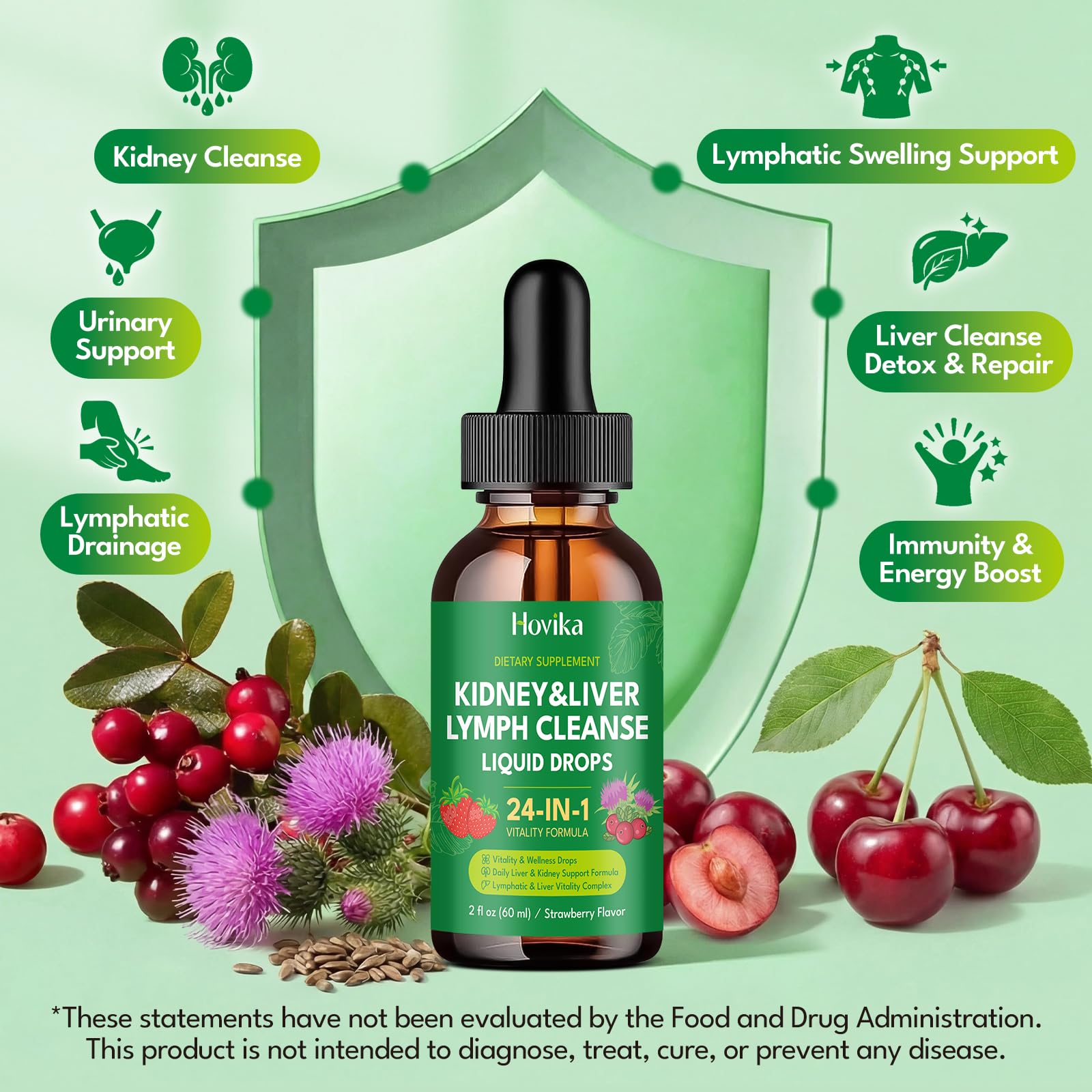 Hovika Kidney Cleanse & Repair Drops 60ml in a glass of water