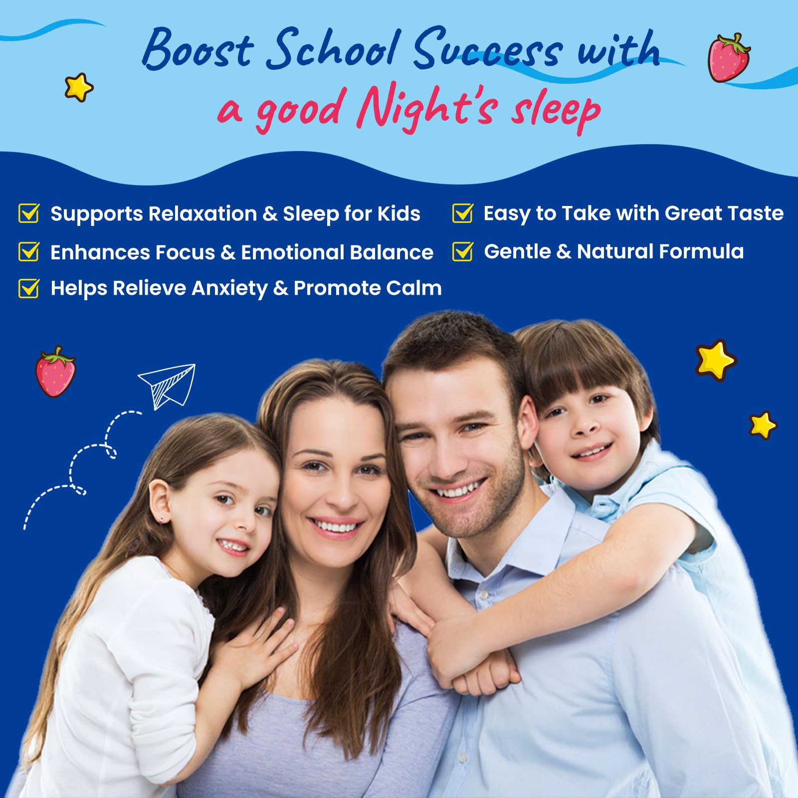 Hovika Kids Magnesium Glycinate Gummies with a child holding a gummy