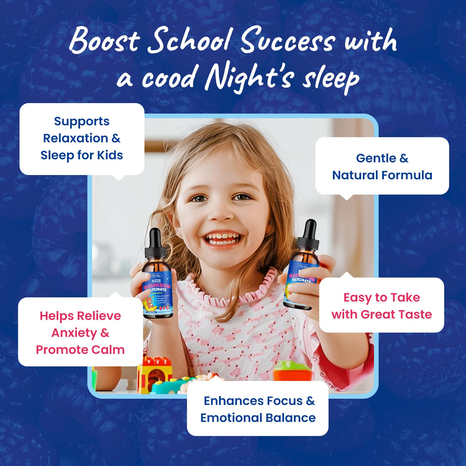 Hovika Kids Magnesium Glycinate Liquid 150g with raspberry flavour