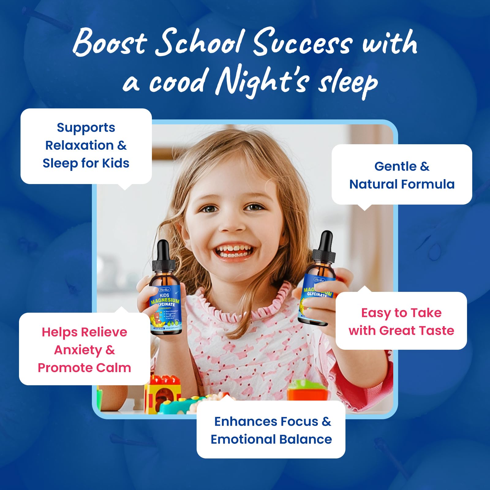 Hovika Kids Magnesium Glycinate Liquid Drops 150g green apple flavour