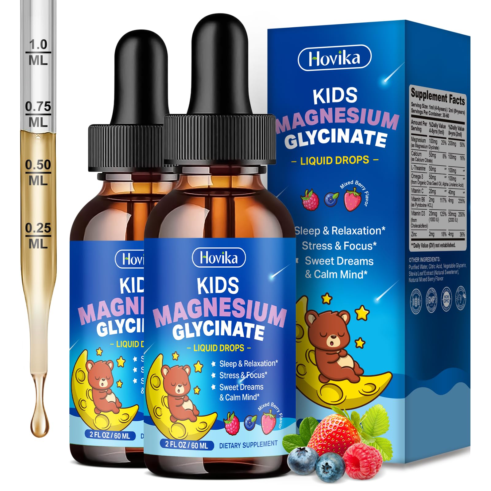 Hovika Kids Magnesium Glycinate Liquid Drops 299g front view