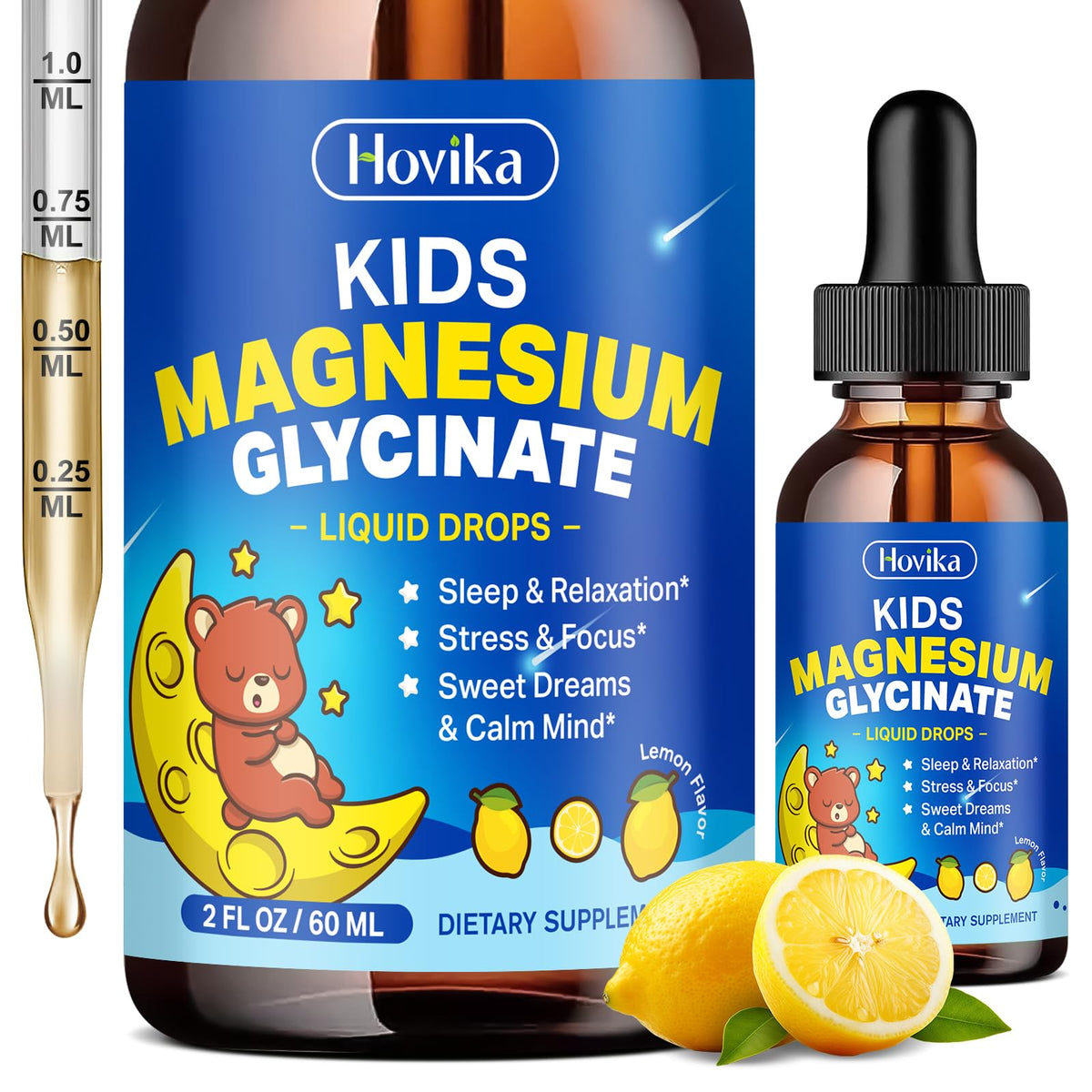 Hovika Kids Magnesium Glycinate Liquid Drops bottle front view