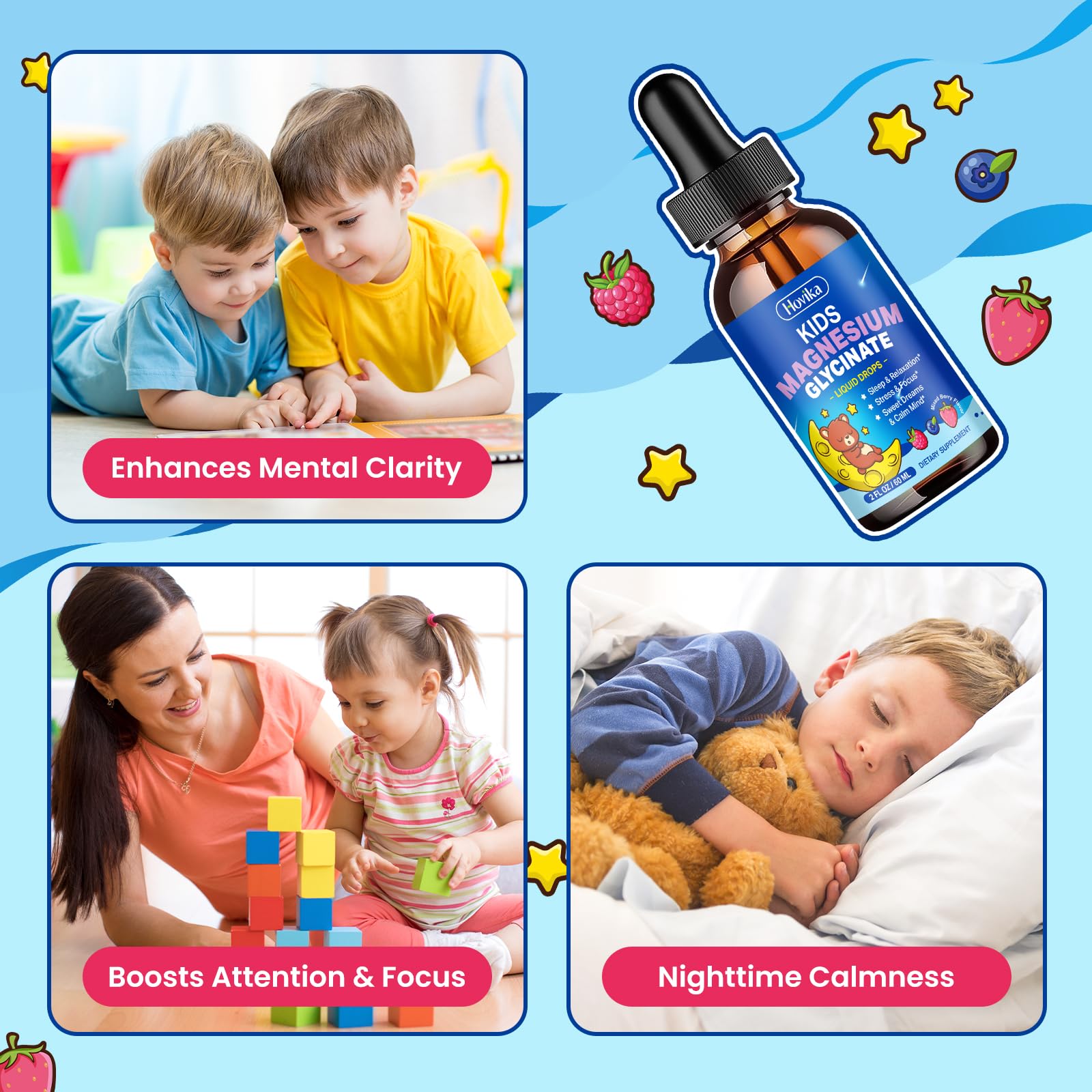 Hovika Kids Magnesium Glycinate Liquid Drops dosage dropper