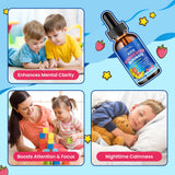 Hovika Kids Magnesium Glycinate Liquid Drops in a glass with juice