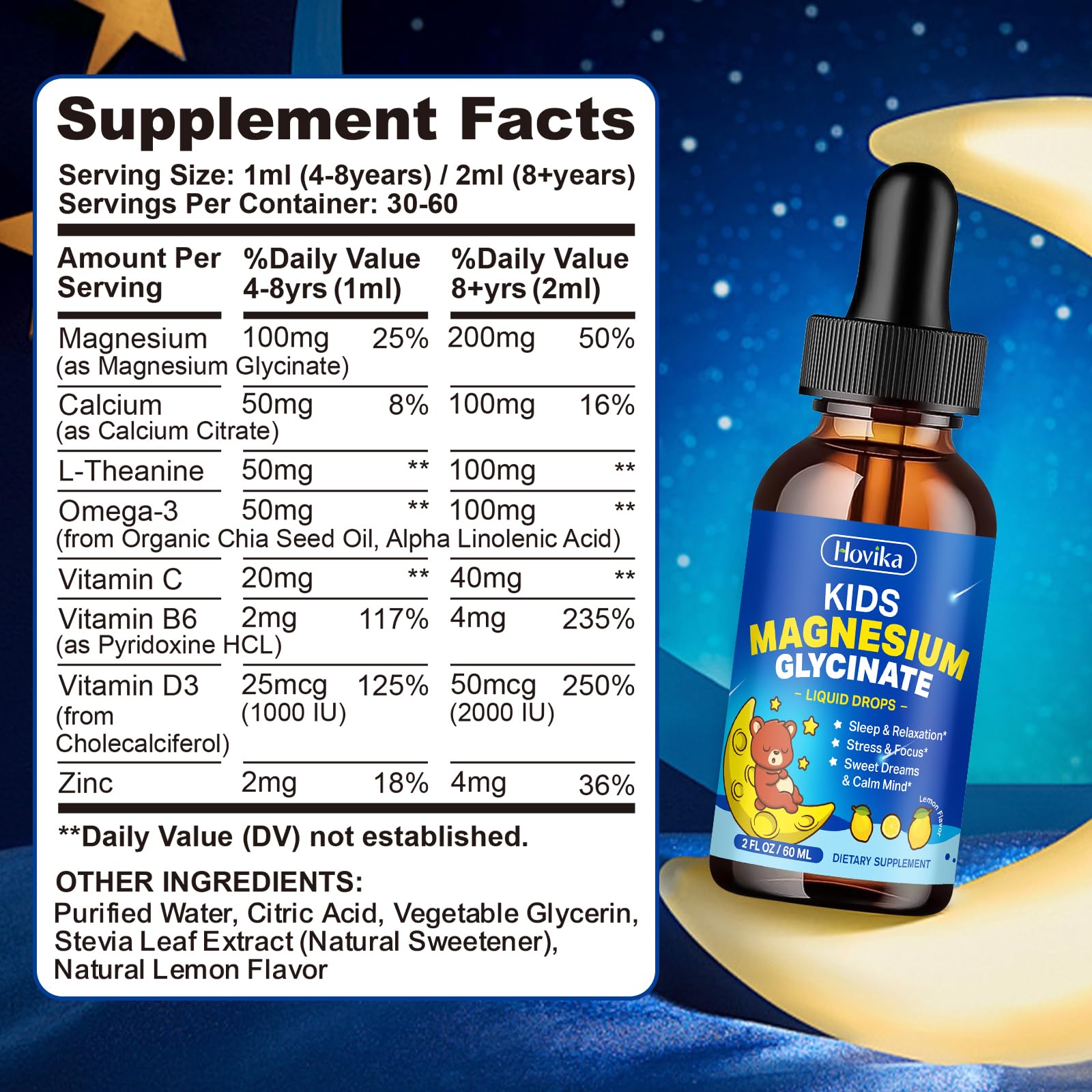 Hovika Kids Magnesium Glycinate Liquid Drops ingredients list