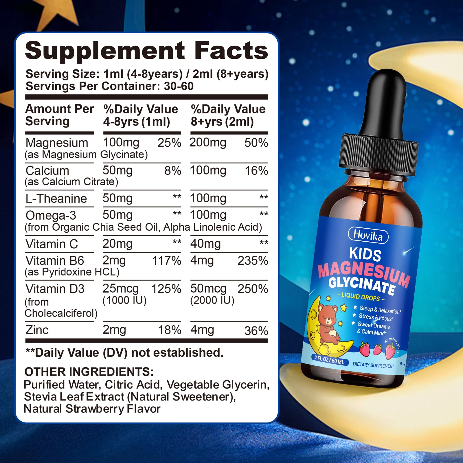 Hovika Kids Magnesium Glycinate Liquid Drops with juice