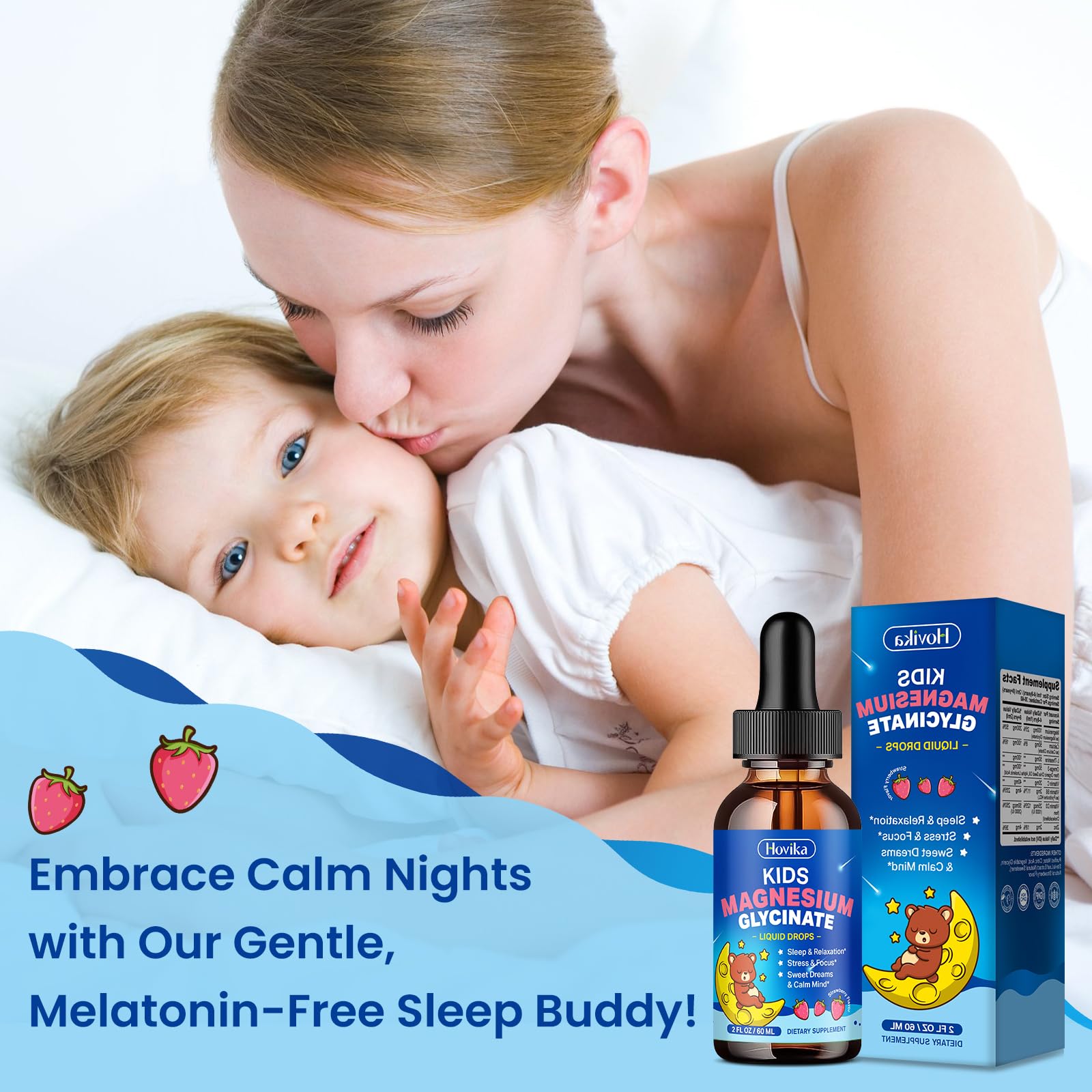 Hovika Kids Magnesium Glycinate Liquid Drops with measuring spoon