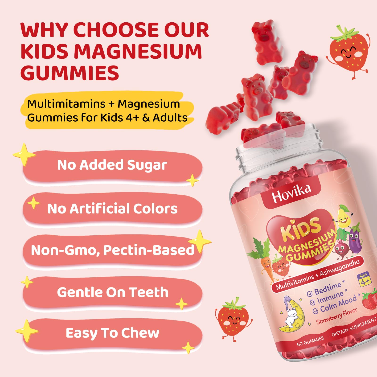 Hovika Kids Magnesium Gummies 215g lifestyle scene with kids