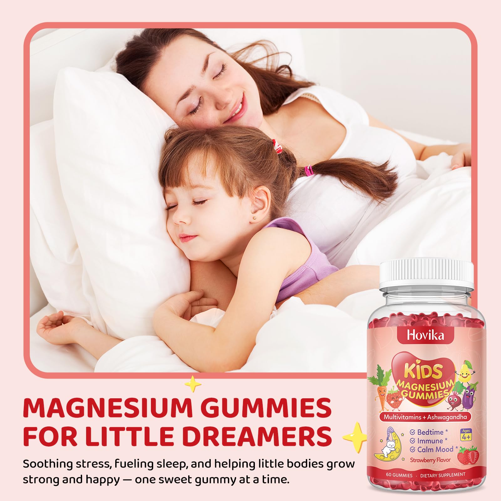Hovika Kids Magnesium Gummies 215g showing ingredients list