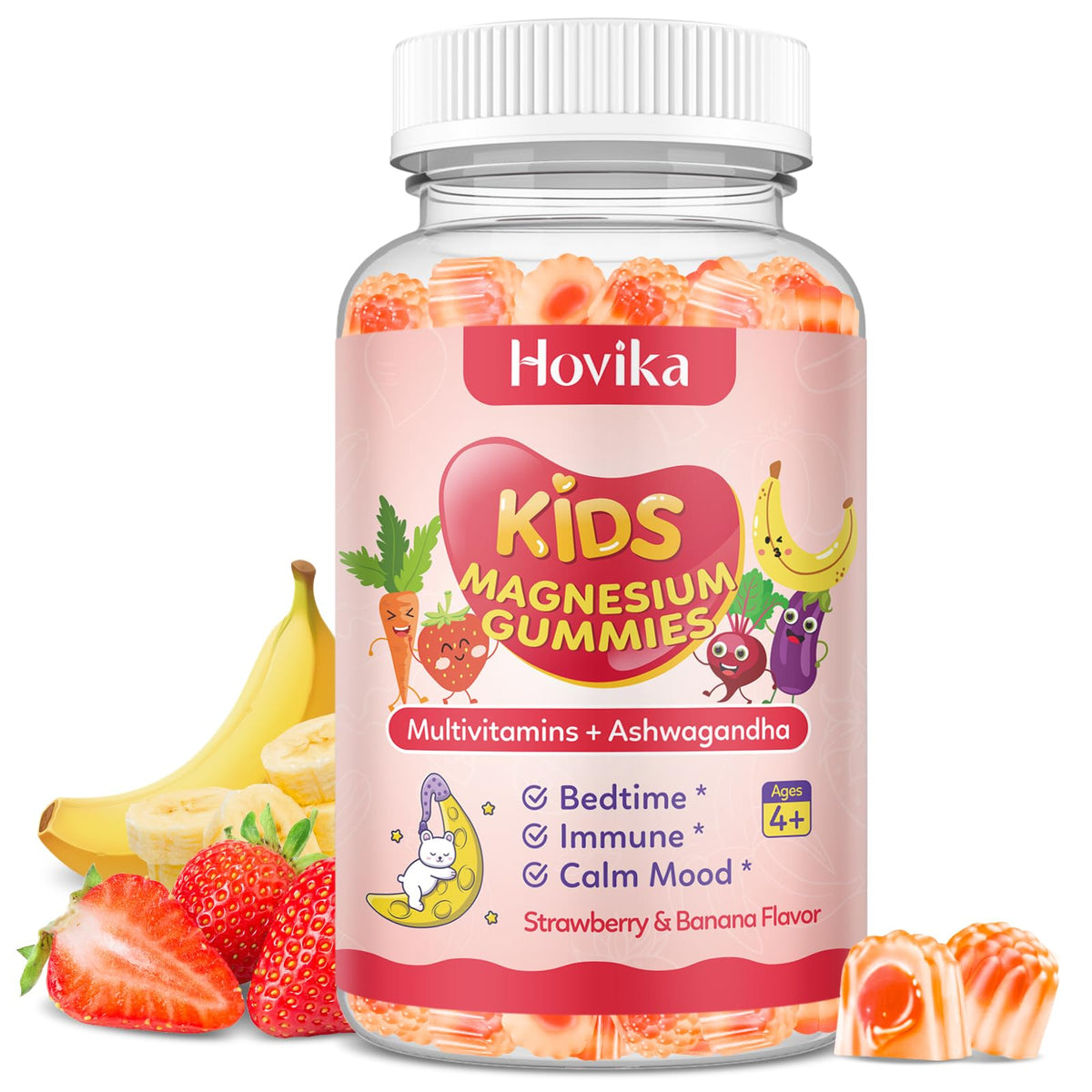 Hovika Kids Magnesium Gummies 240g front view with packaging