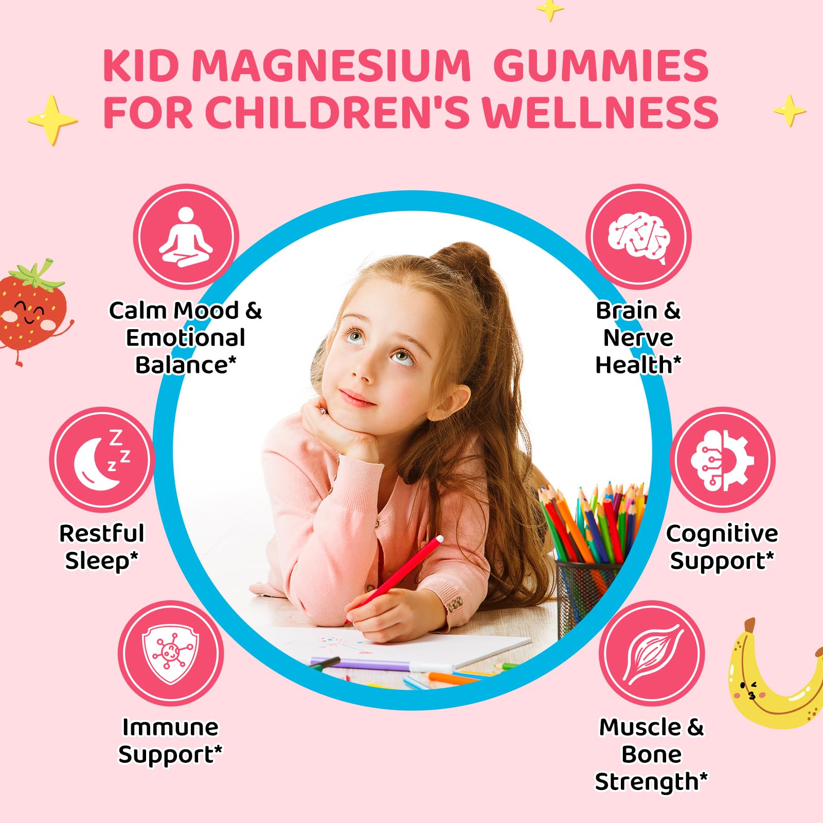 Hovika Kids Magnesium Gummies showing the gummies inside the bottle