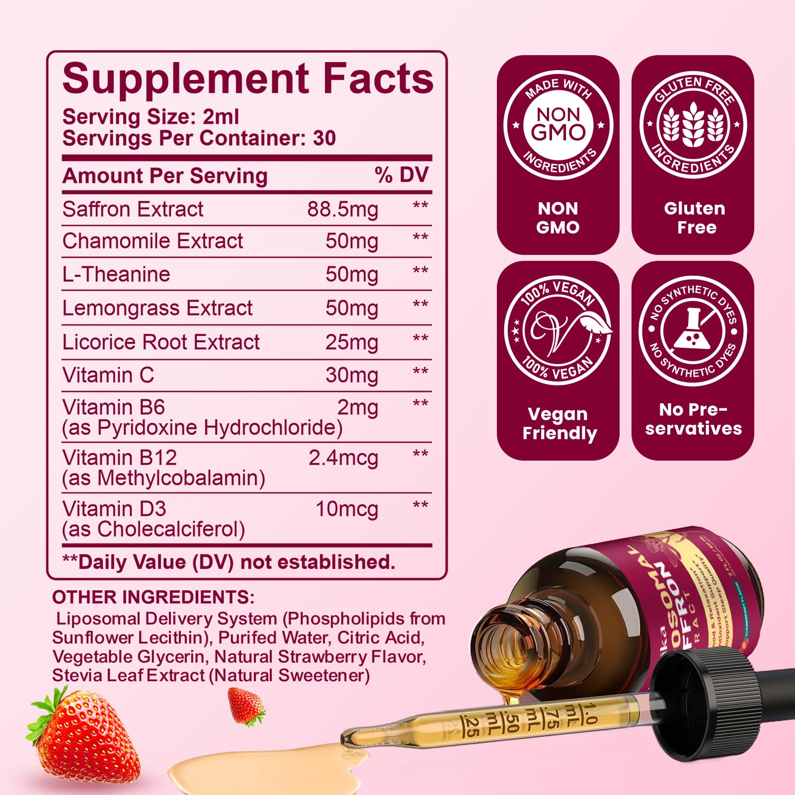 Hovika Liposomal Saffron Liquid Supplement bottle side view