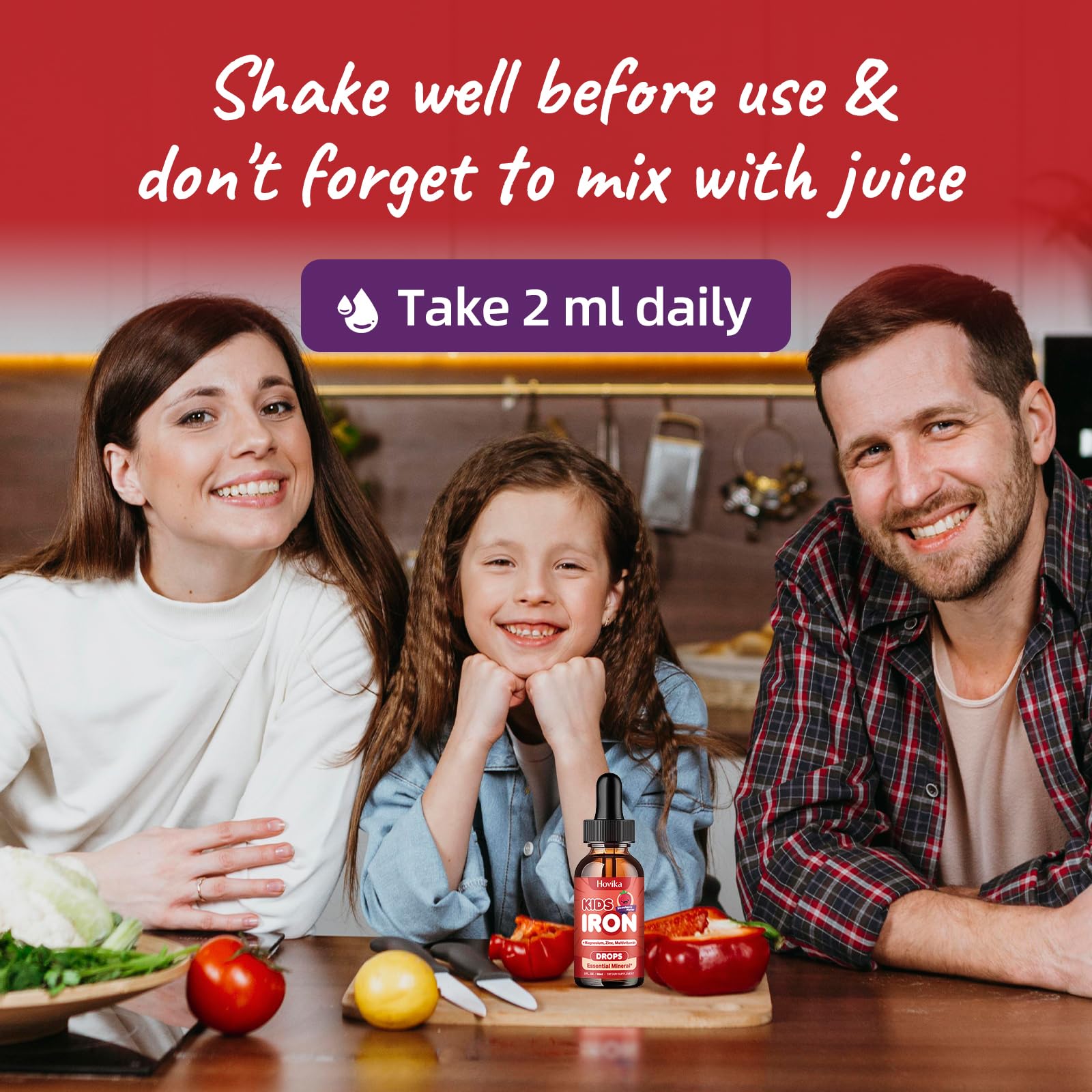Hovika Liquid Iron Supplement for Kids lifestyle scene with children