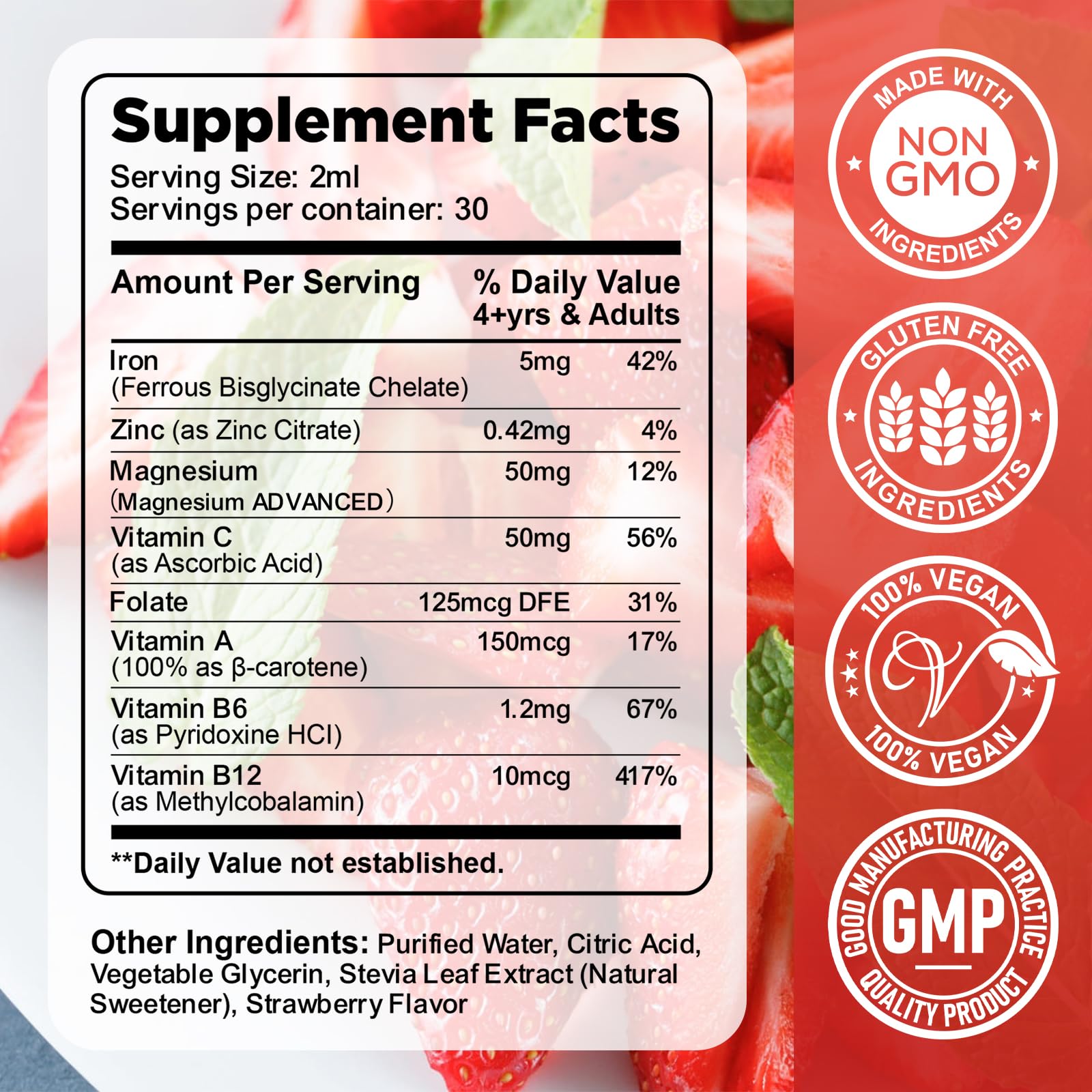Hovika Liquid Iron Supplement for Kids with measuring cap