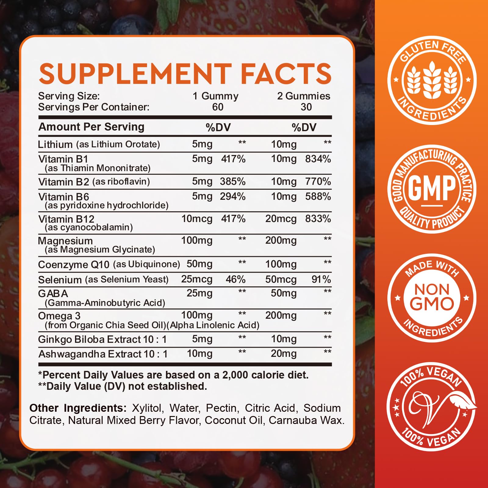 Hovika Lithium Orotate Gummies 5mg packaging side view