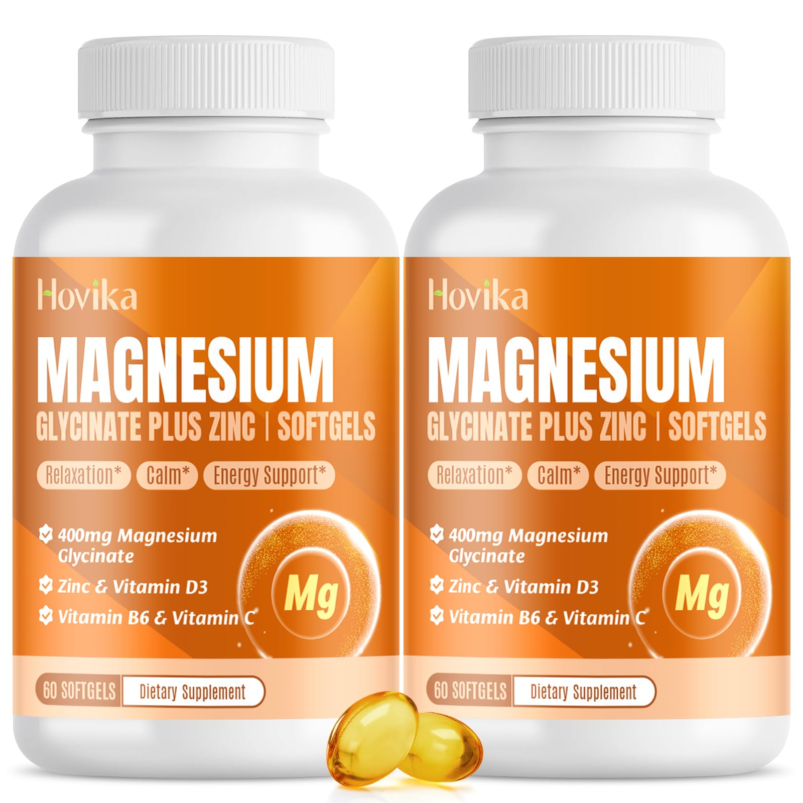 Hovika Magnesium Glycinate Supplement 400mg softgels front view