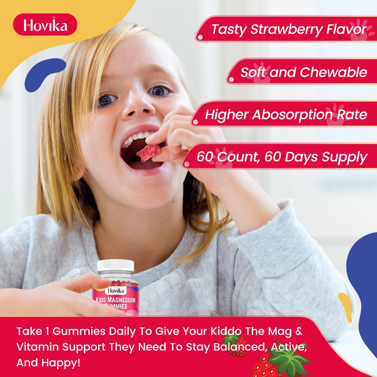 Hovika Magnesium Gummies nutritional information on back