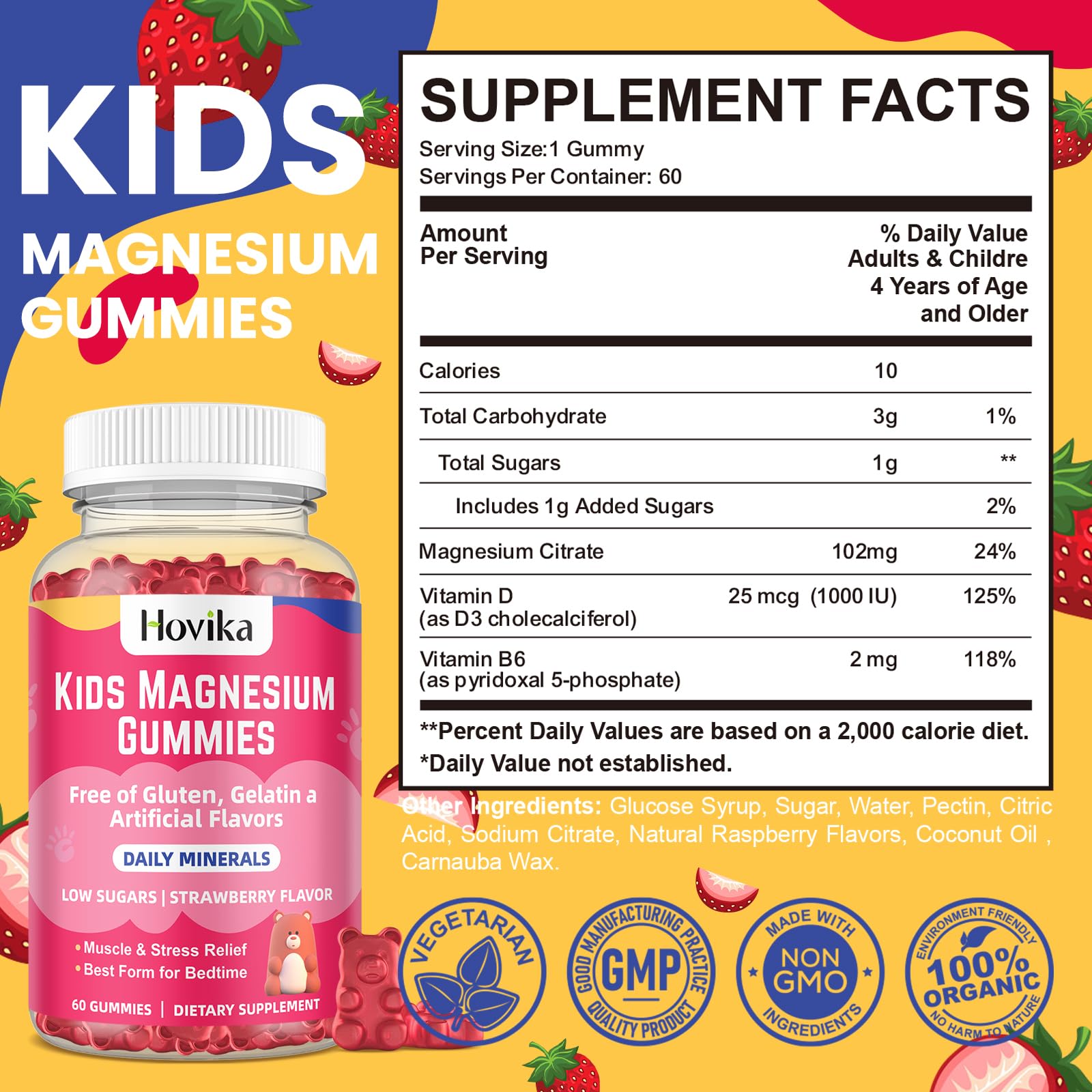 Hovika Magnesium Gummies side view of packaging