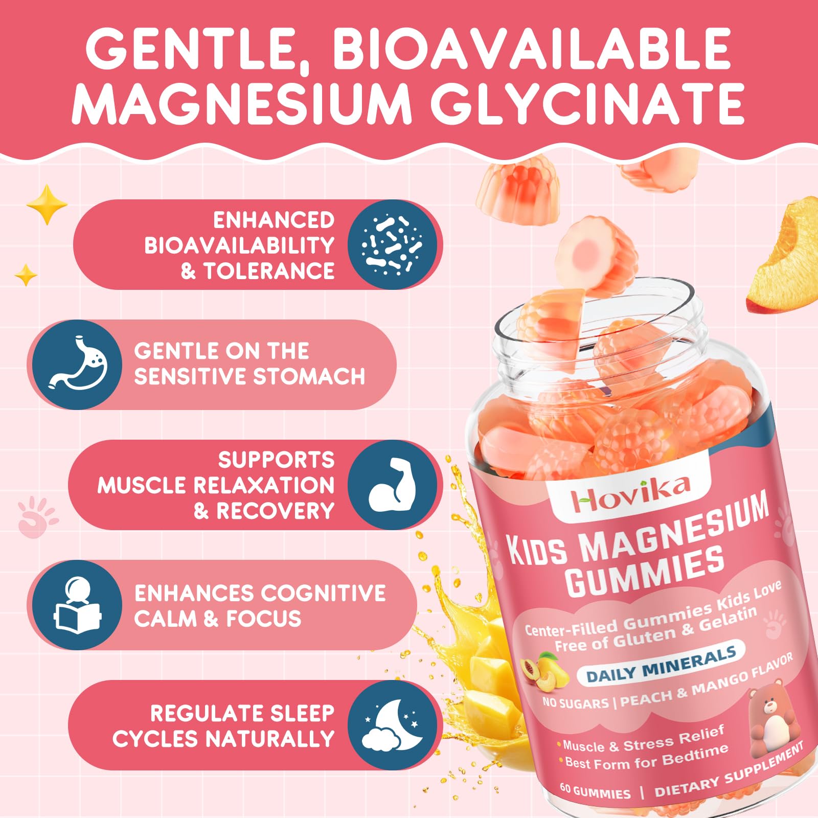 Hovika Magnesium Sleep Gummies 200g back view showing ingredients