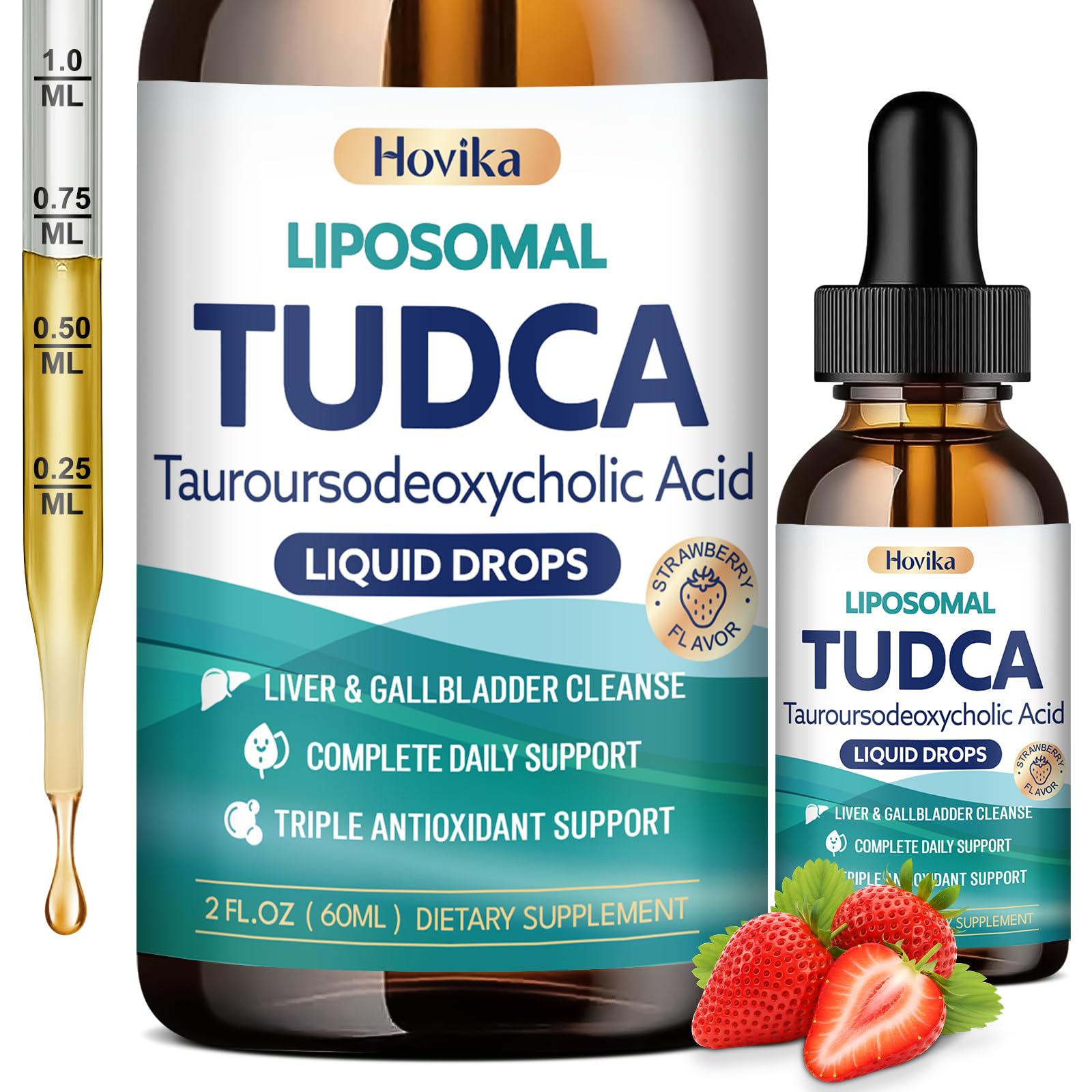 Hovika TUDCA Liquid Drops 1200mg front view with packaging