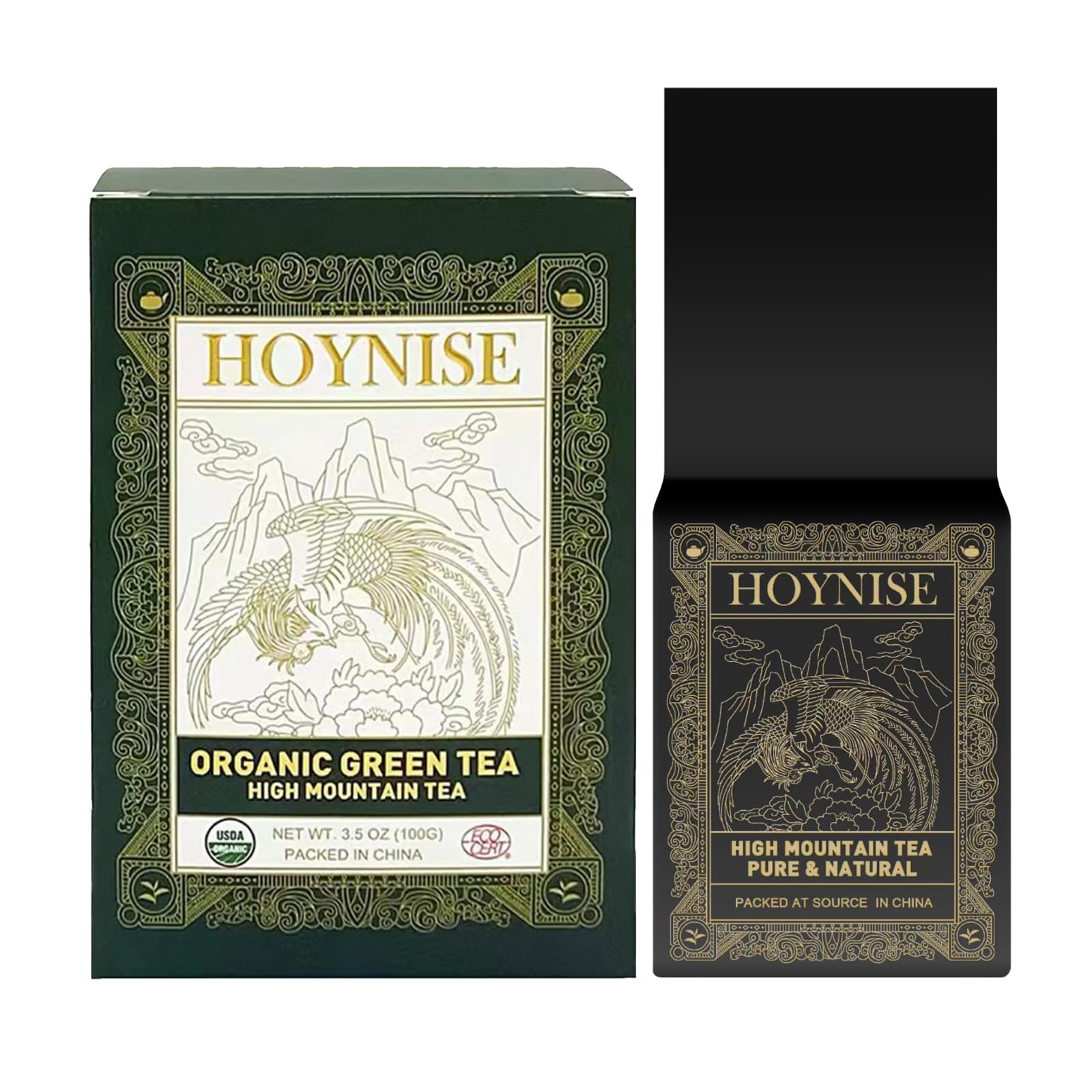HOYNISE Organic Green Tea Loose Leaf 99g front view