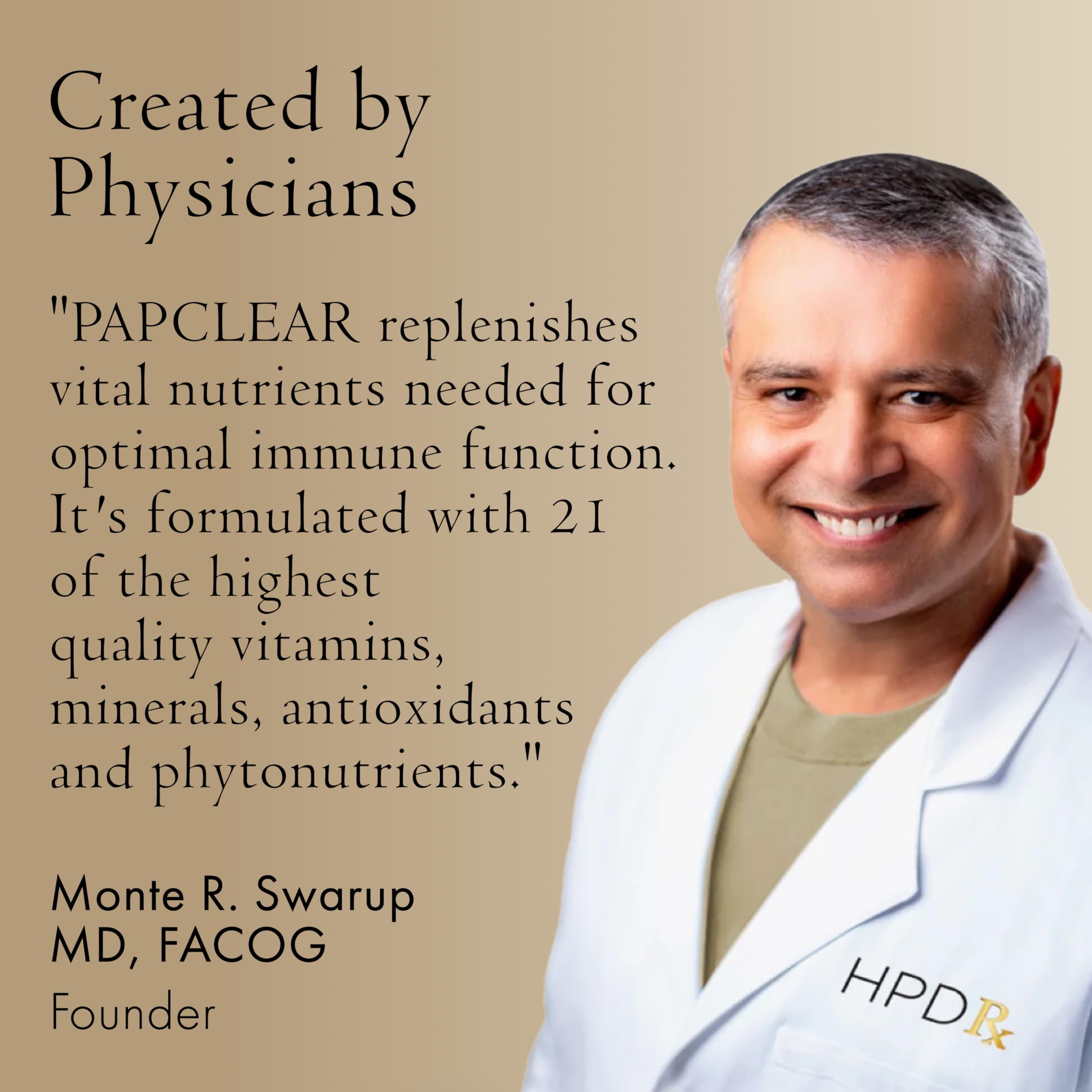 HPD Rx PAPCLEAR bottle with capsules on a wooden surface