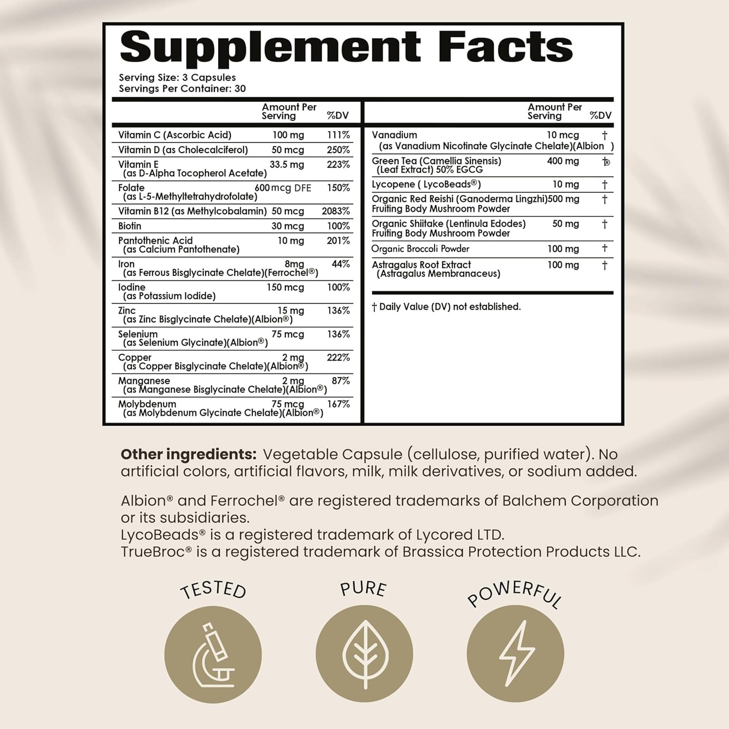 HPD Rx PAPCLEAR supplement bottle back view