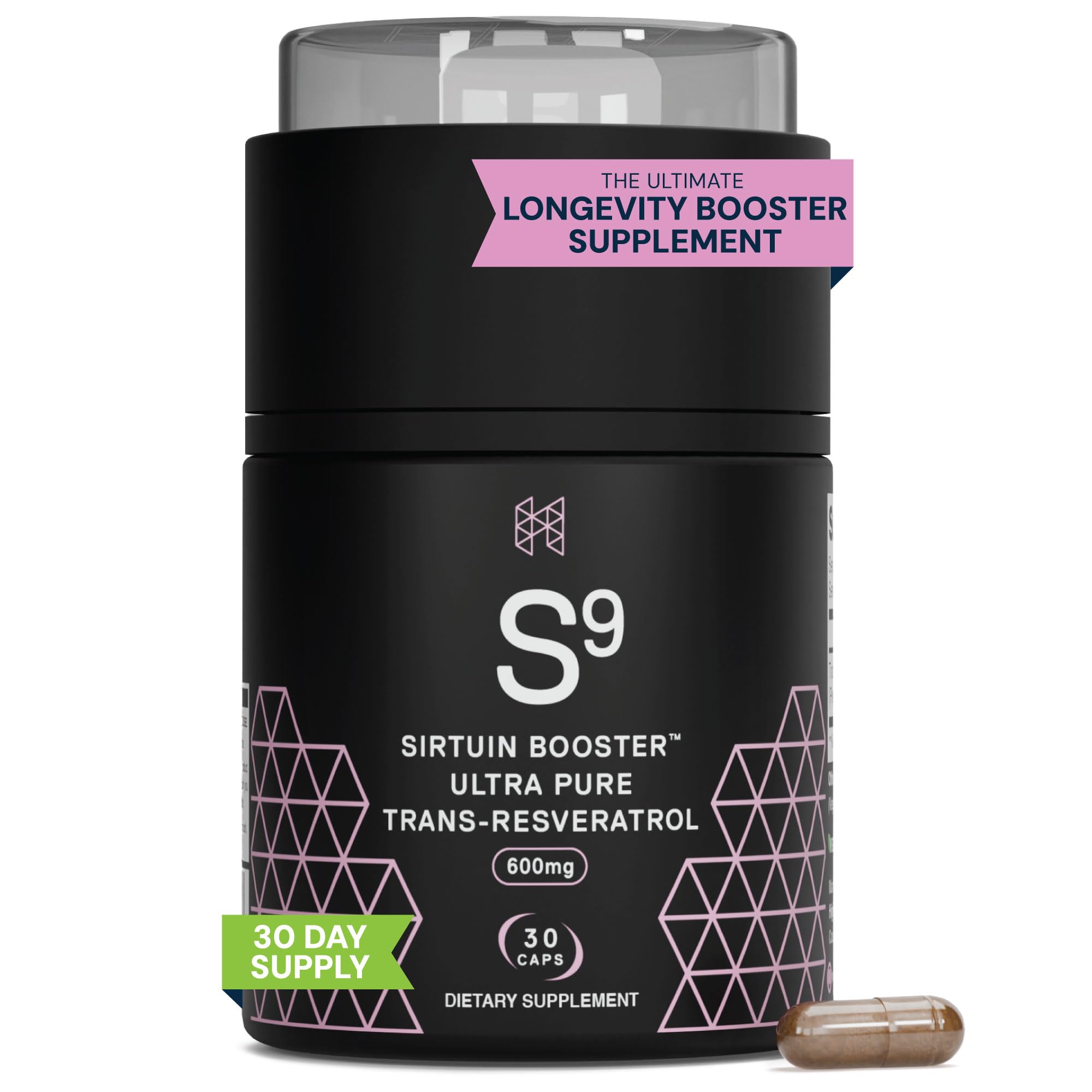 HPN Resveratrol Supplement 30 Veggie Capsules front view