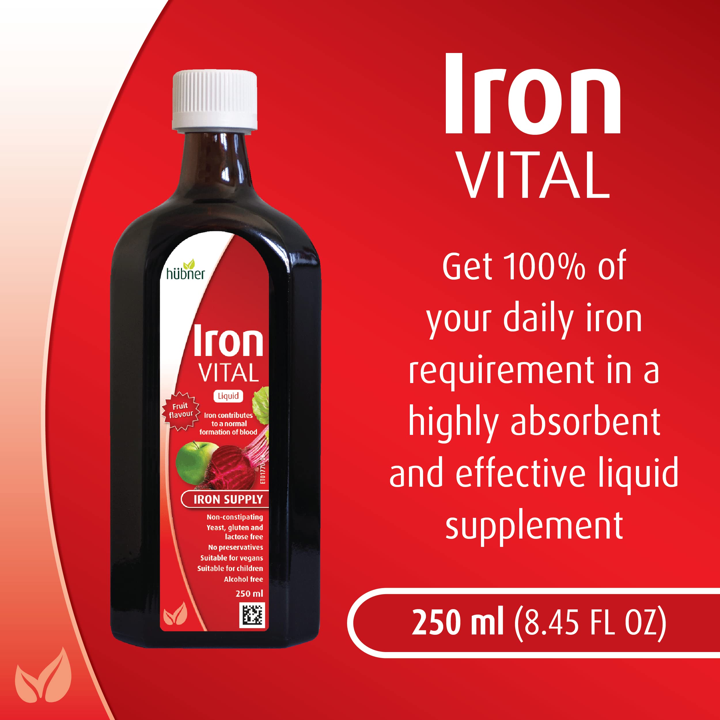 hübner Liquid Iron Supplement 572g bottle side view