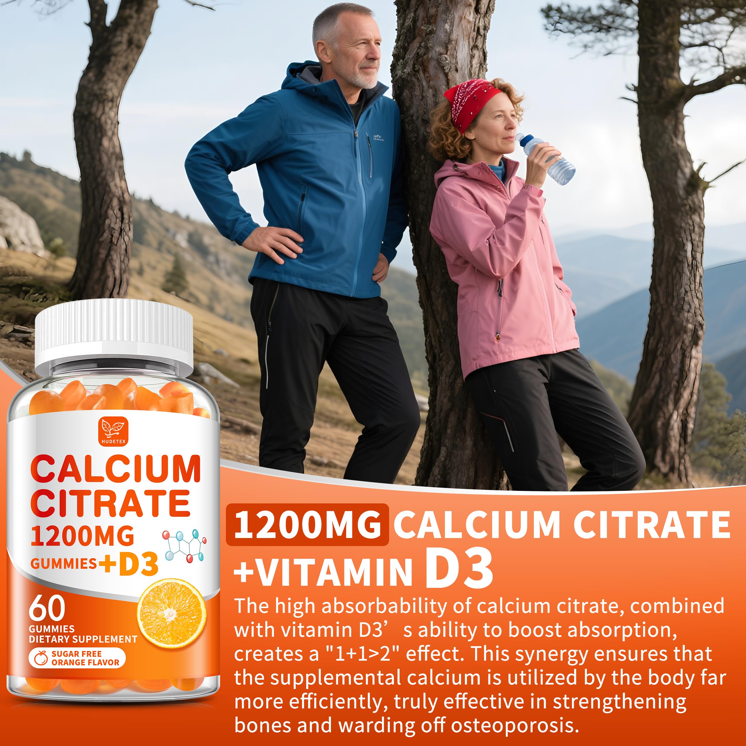 Hudetex Calcium Citrate Gummies nutritional information on packaging