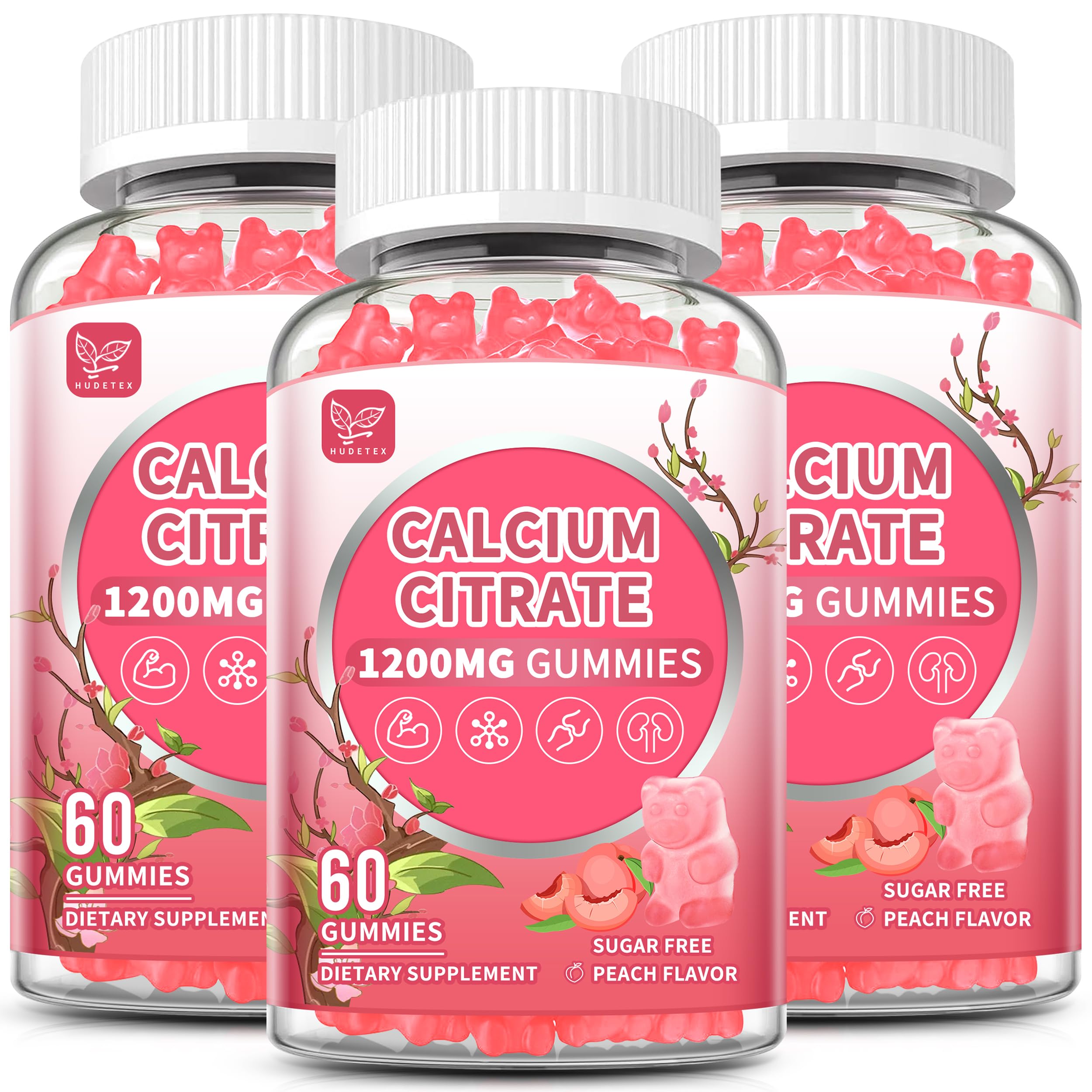 Hudetex Calcium Gummies 1200mg front view with packaging
