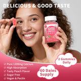 Hudetex Calcium Gummies 1200mg with a measuring spoon for dosage