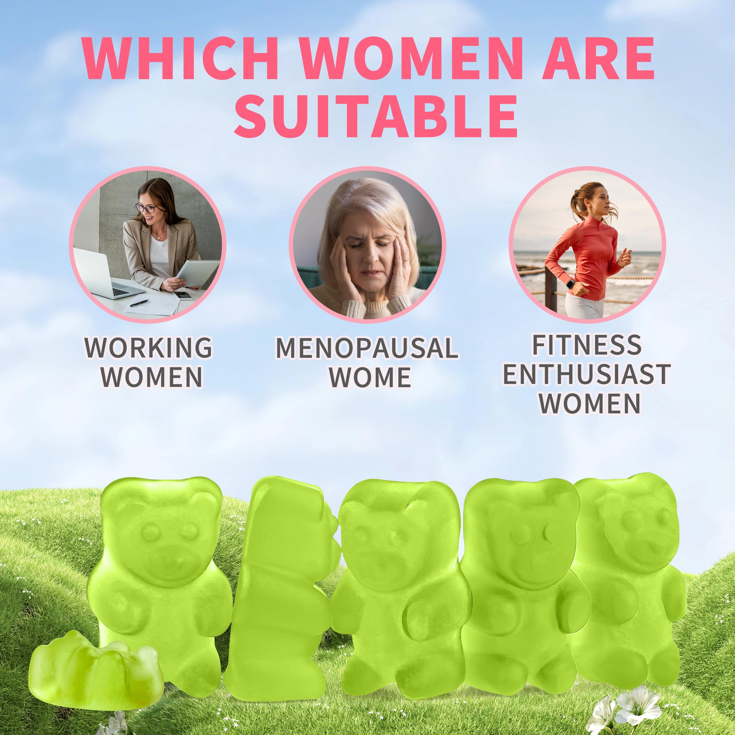 Hudetex Cortisol Supplement Gummies for Women apple-flavoured gummy bears