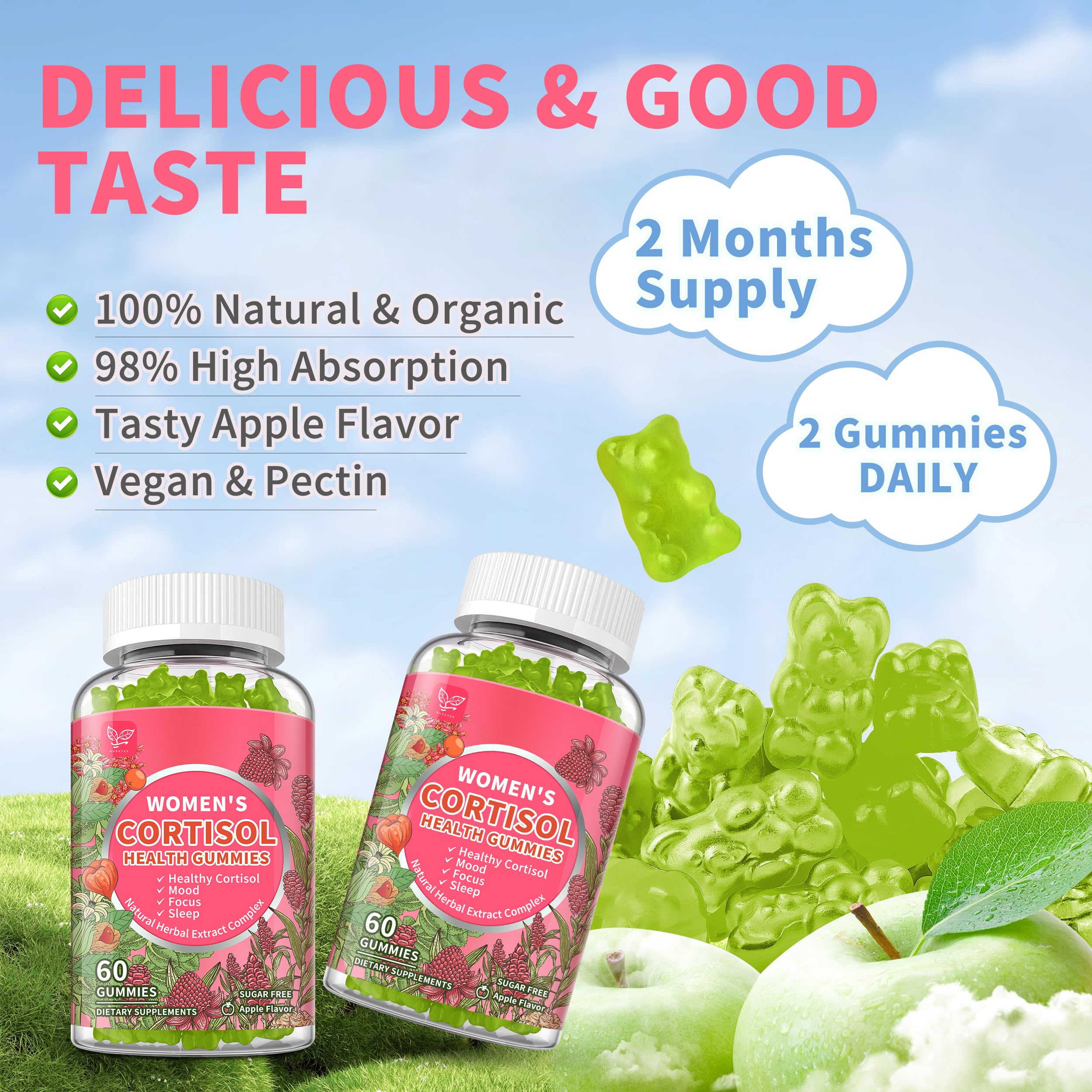 Hudetex Cortisol Supplement Gummies for Women bottle with office supplies