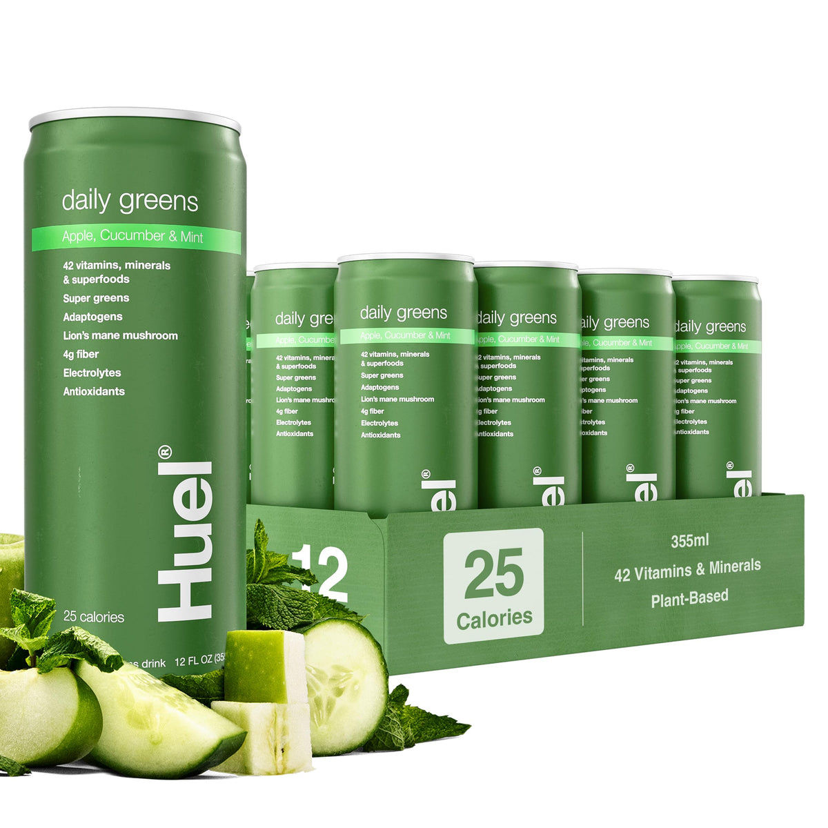 Huel Daily Greens 386g front view with packaging