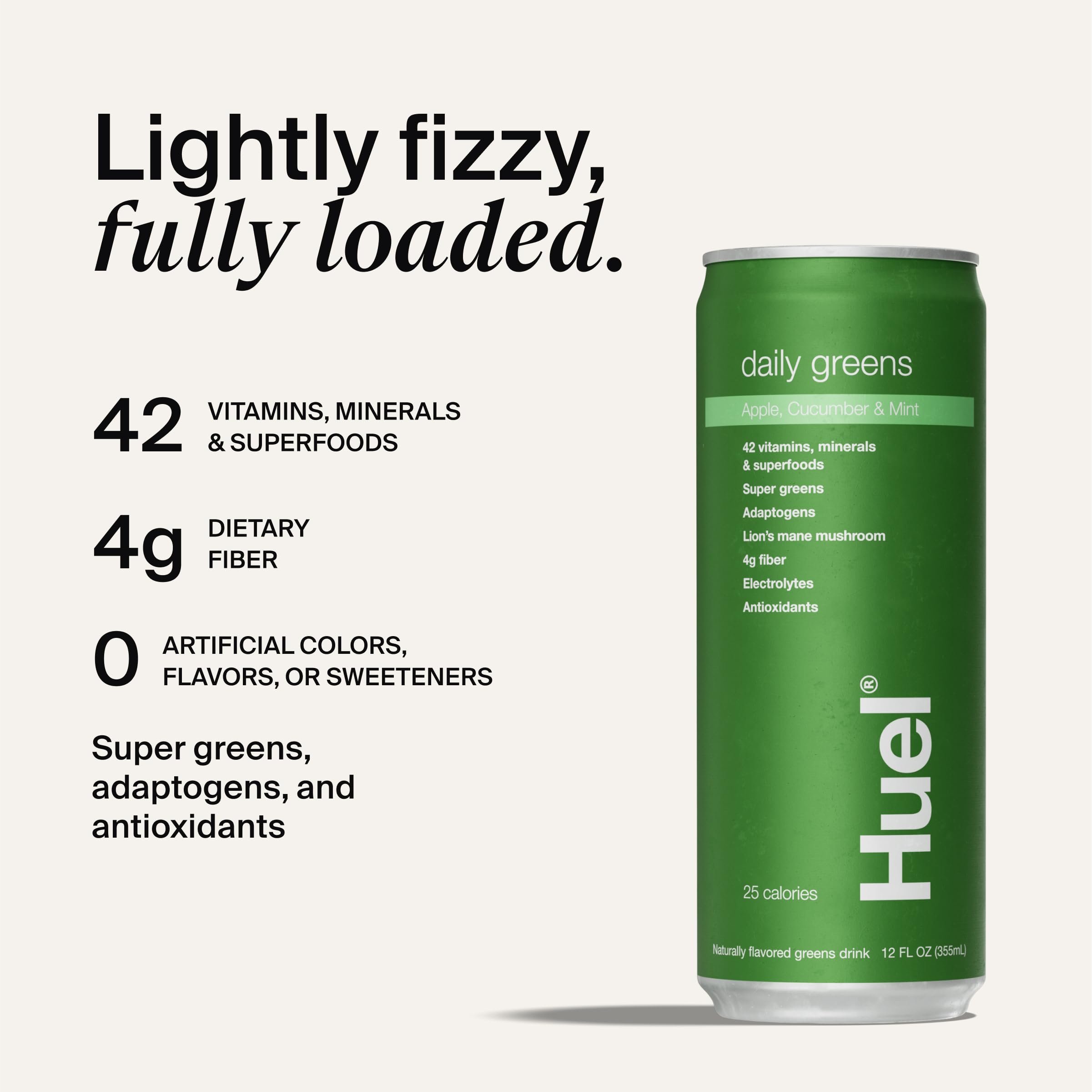 Huel Daily Greens 386g nutritional supplement side view