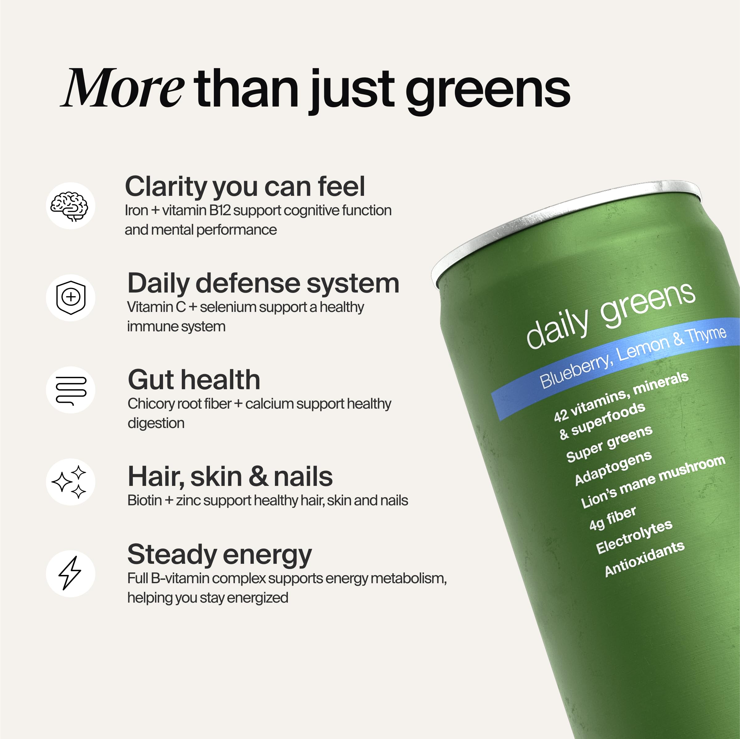 Huel Daily Greens 386g scoop showing powder texture