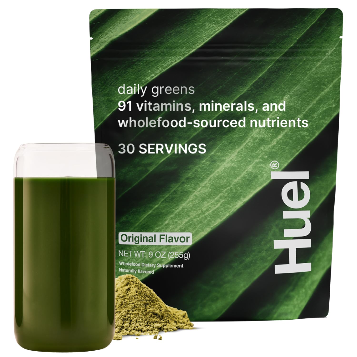 Huel Daily Greens Spirulina Supplement 255g front view