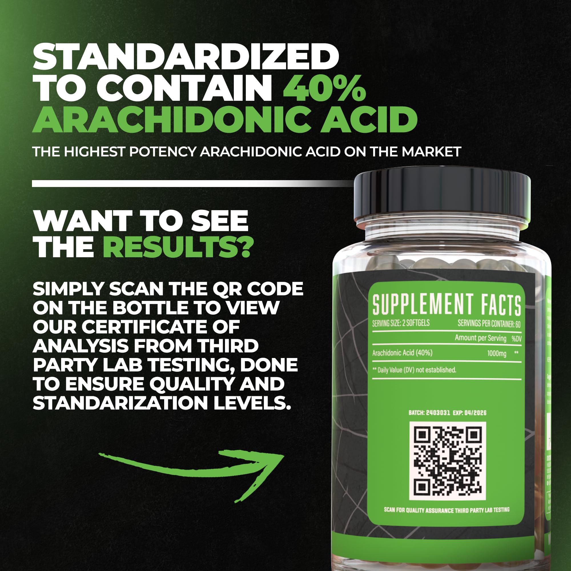 Huge Supplements Arachidone 1500mg Arachidonic Acid packaging