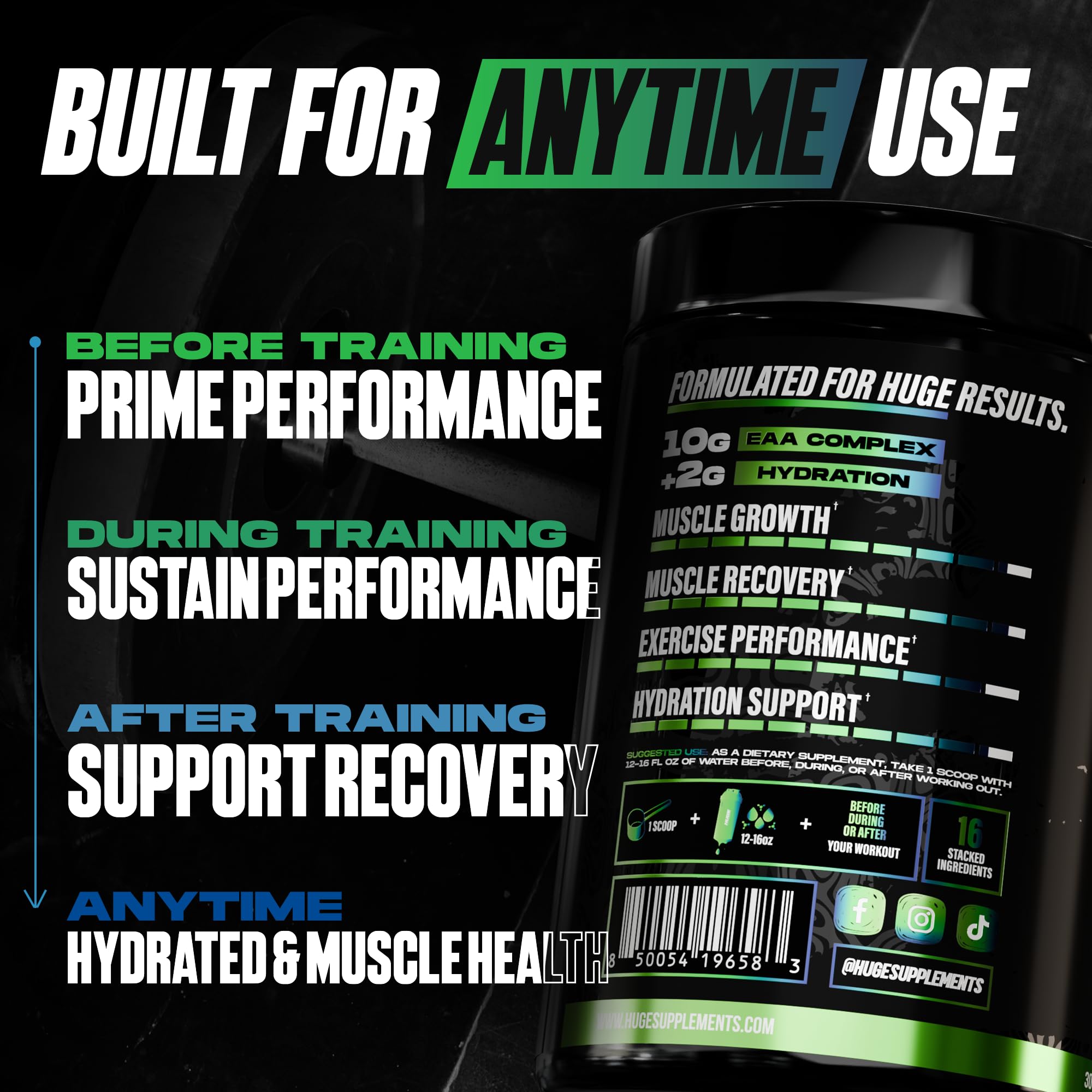 Huge Supplements EAA Powder packaging side view