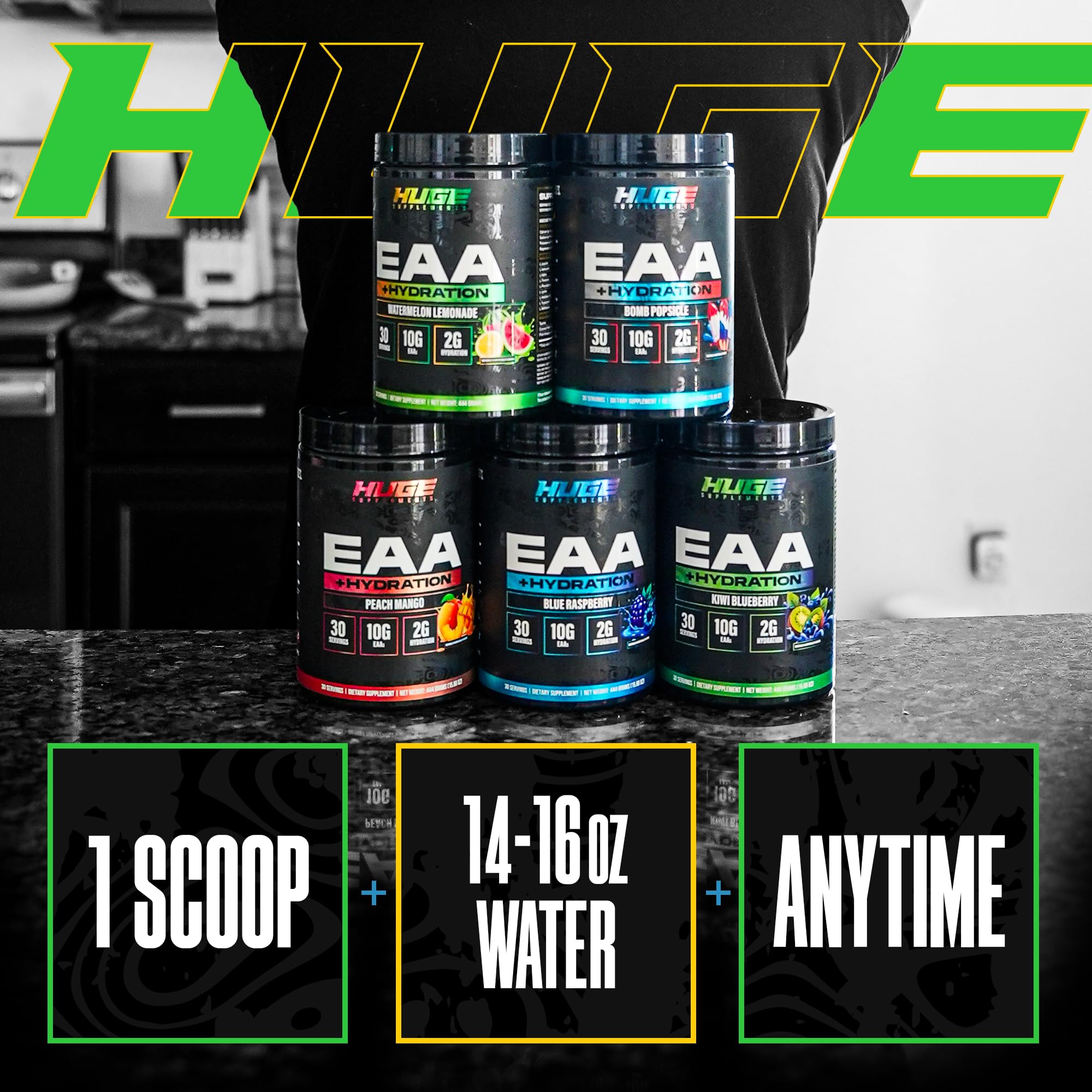 Huge Supplements EAA Supplement scoop and powder