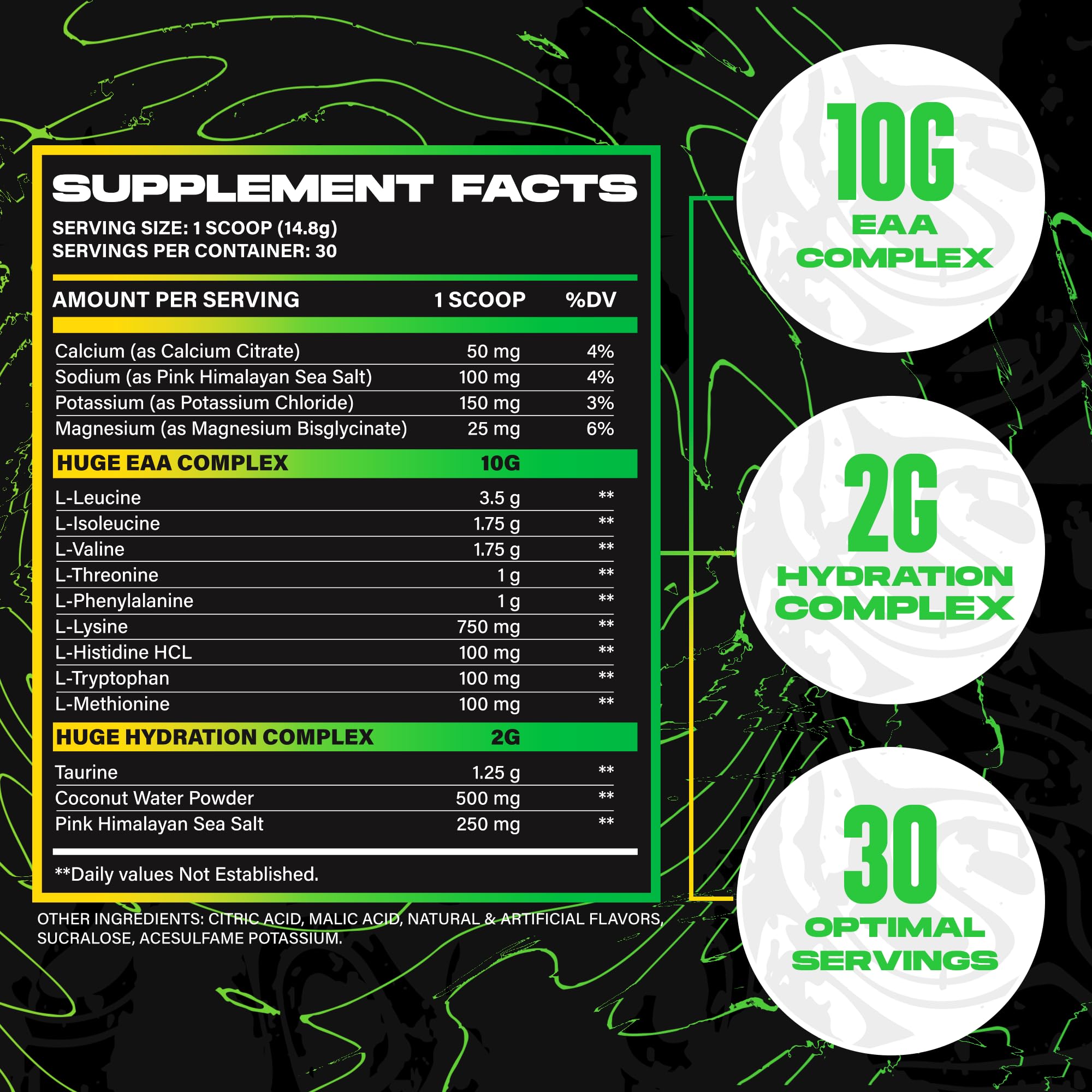 Huge Supplements EAA Supplement side view packaging