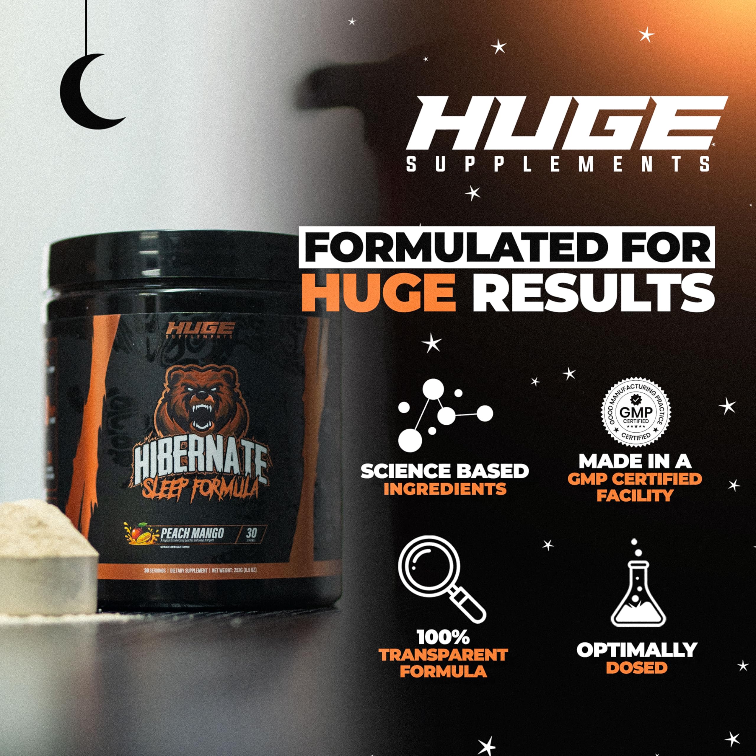 Huge Supplements Hibernate Sleep Supplement 304g capsules in a bowl