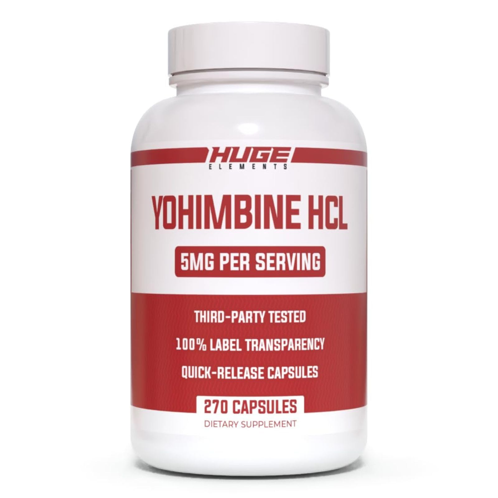 Huge Supplements Yohimbine HCl 5mg Capsules front view