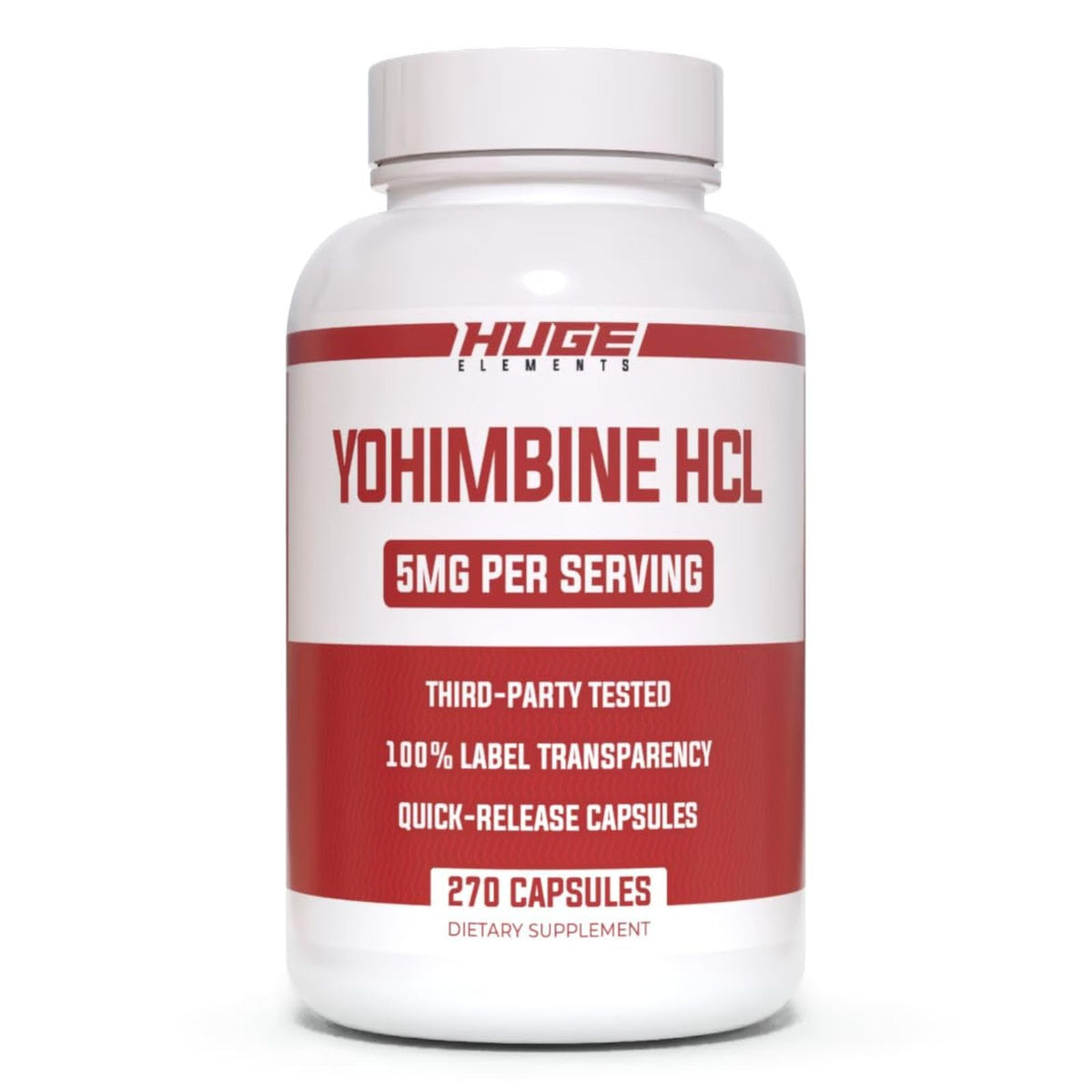 Huge Supplements Yohimbine HCl 5mg Capsules front view
