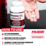 Huge Supplements Yohimbine HCl 5mg Capsules with measuring spoon