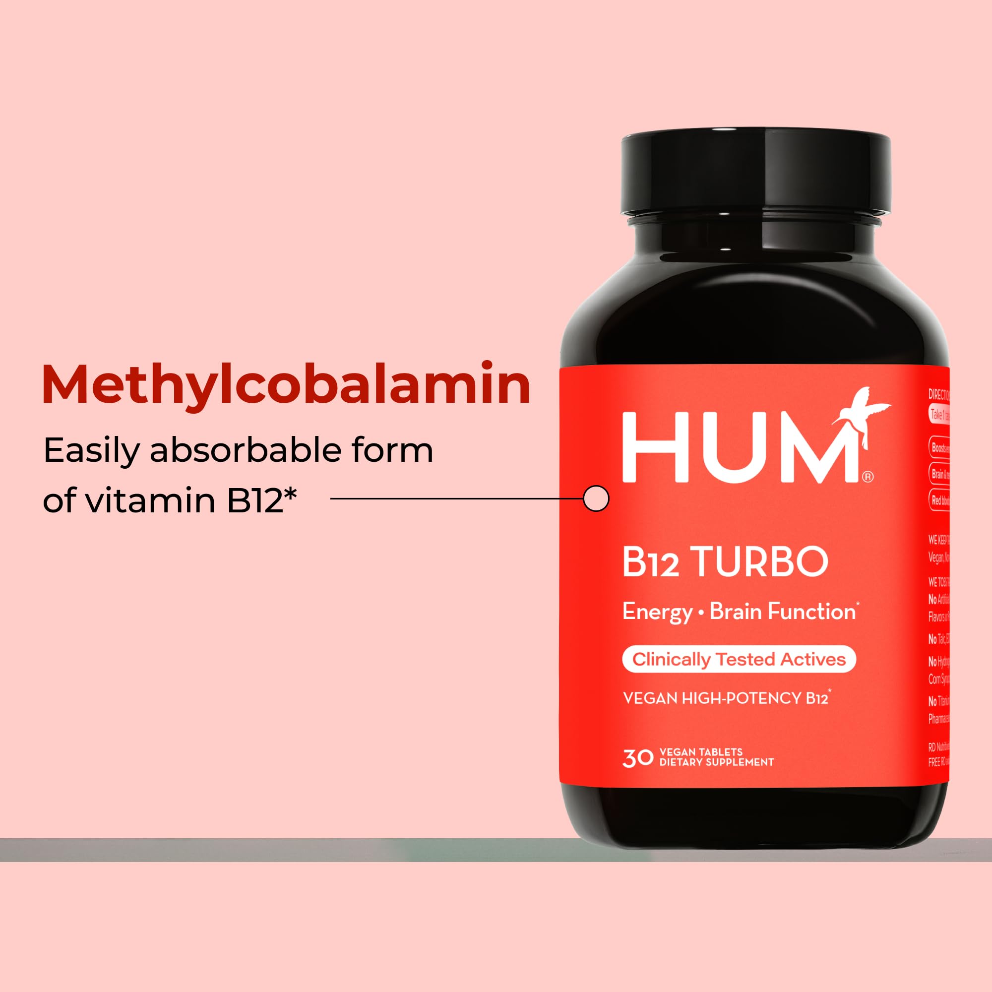 HUM B12 Turbo Daily Supplement bottle with label
