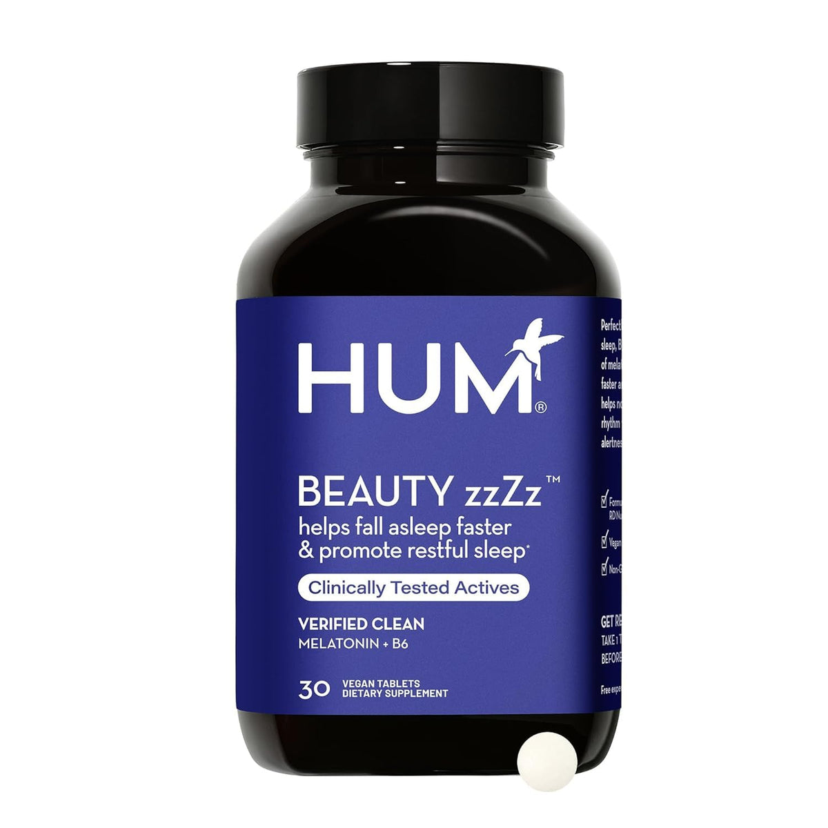 HUM Beauty zzZz Sleep Supplement 30 Count bottle front view