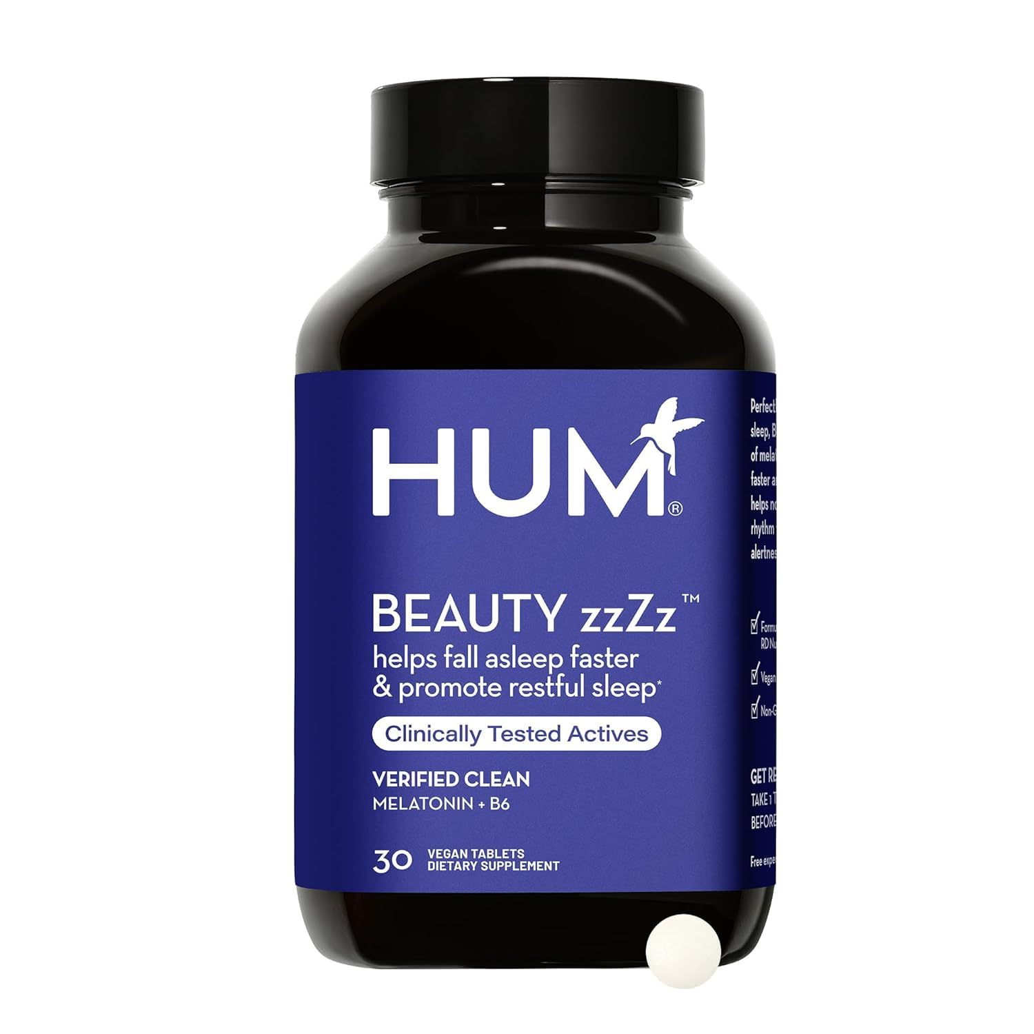 HUM Beauty zzZz Sleep Supplement 30 Count bottle front view